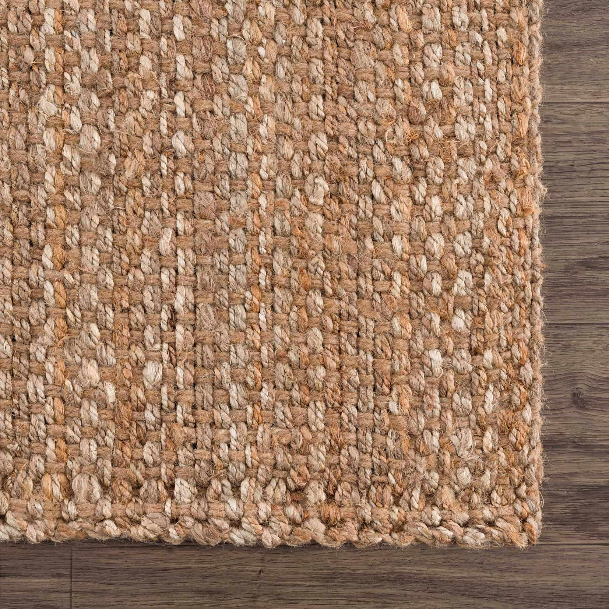 Handwoven tan ﻿Contemporary Solid Natural fiber jute area rug - Image 14