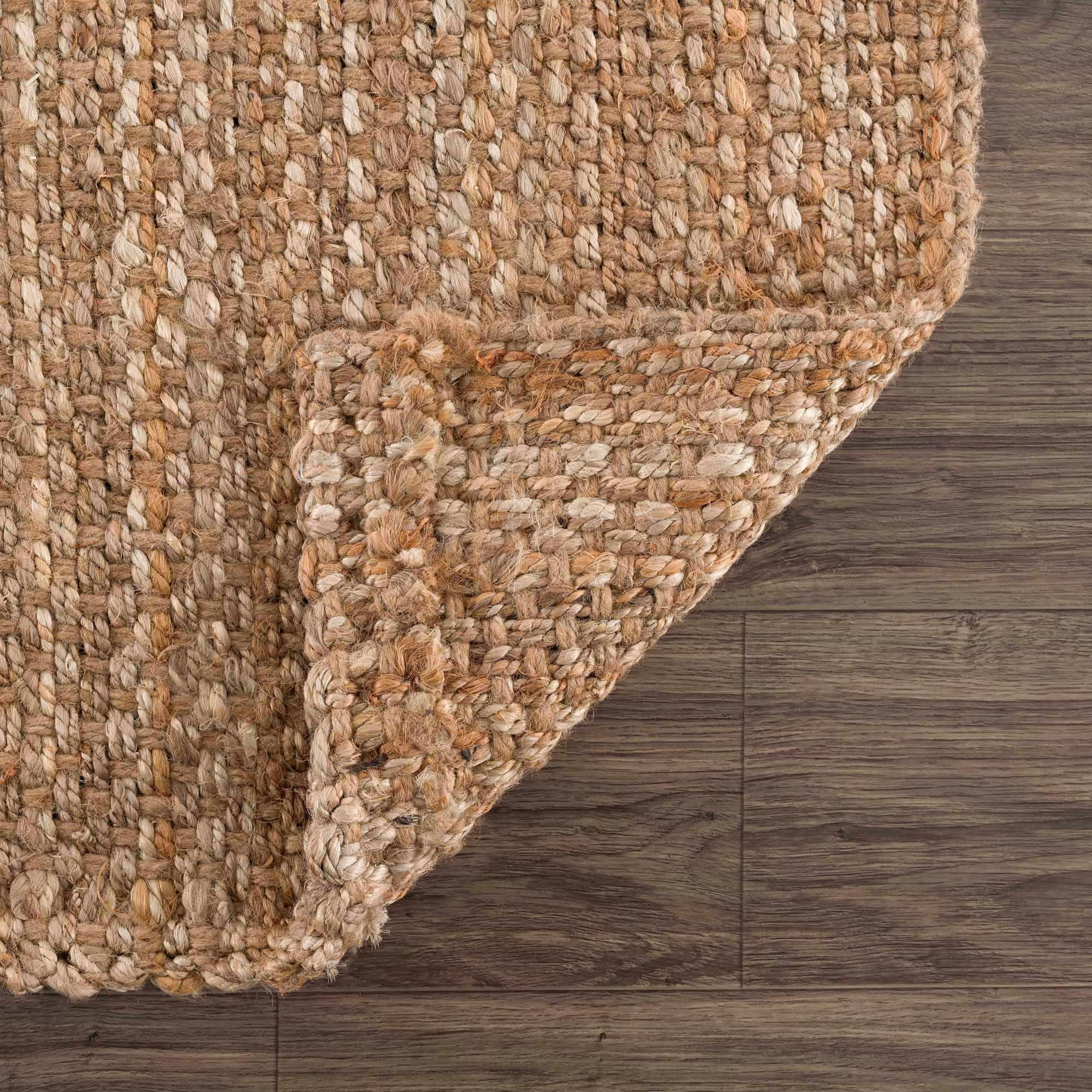 Handwoven tan ﻿Contemporary Solid Natural fiber jute area rug - Image 2