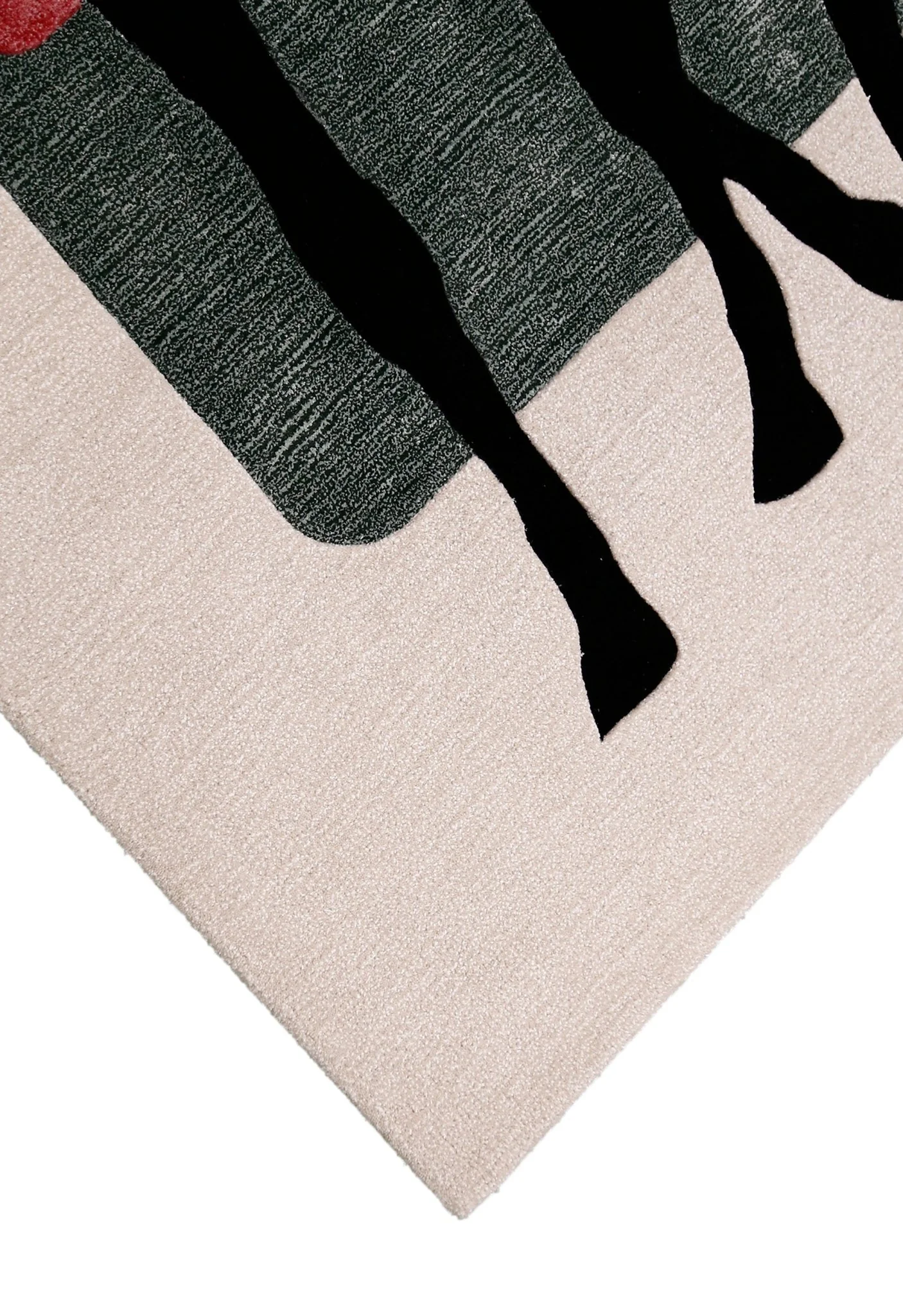 Horse Rider Pattern Beige And Black Hand Tufted 5x8 Wool Rug - Image 3