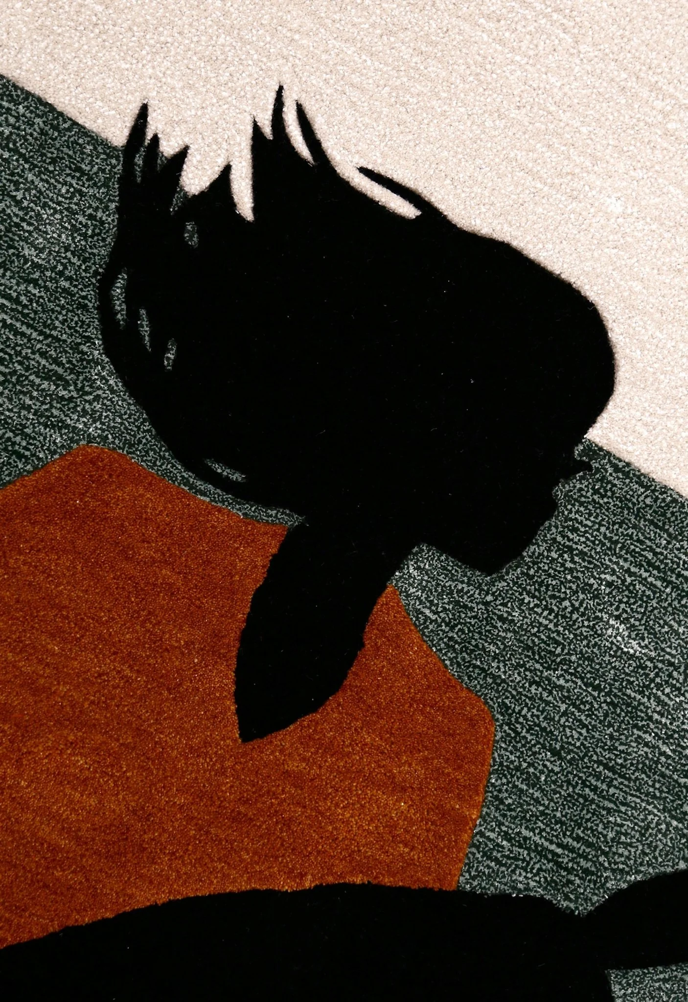 Horse Rider Pattern Beige And Black Hand Tufted 5x8 Wool Rug - Image 6