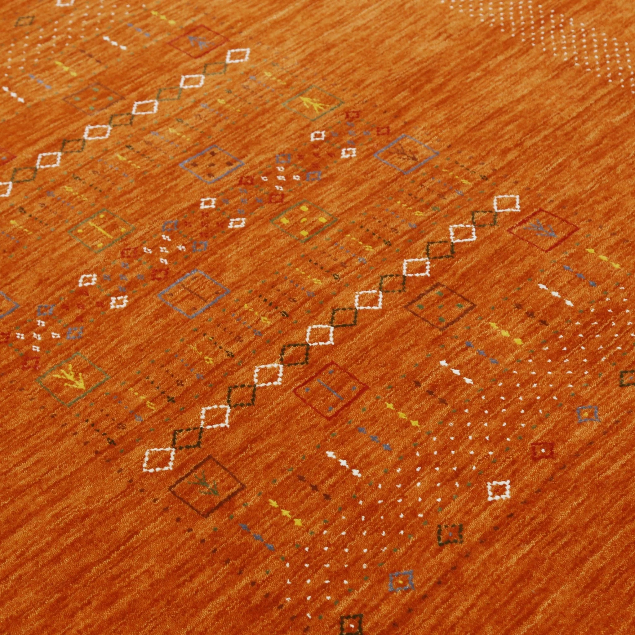 In Stock Orange Contemporary Center Pattern Hand Loomed Wool Rug - Image 11