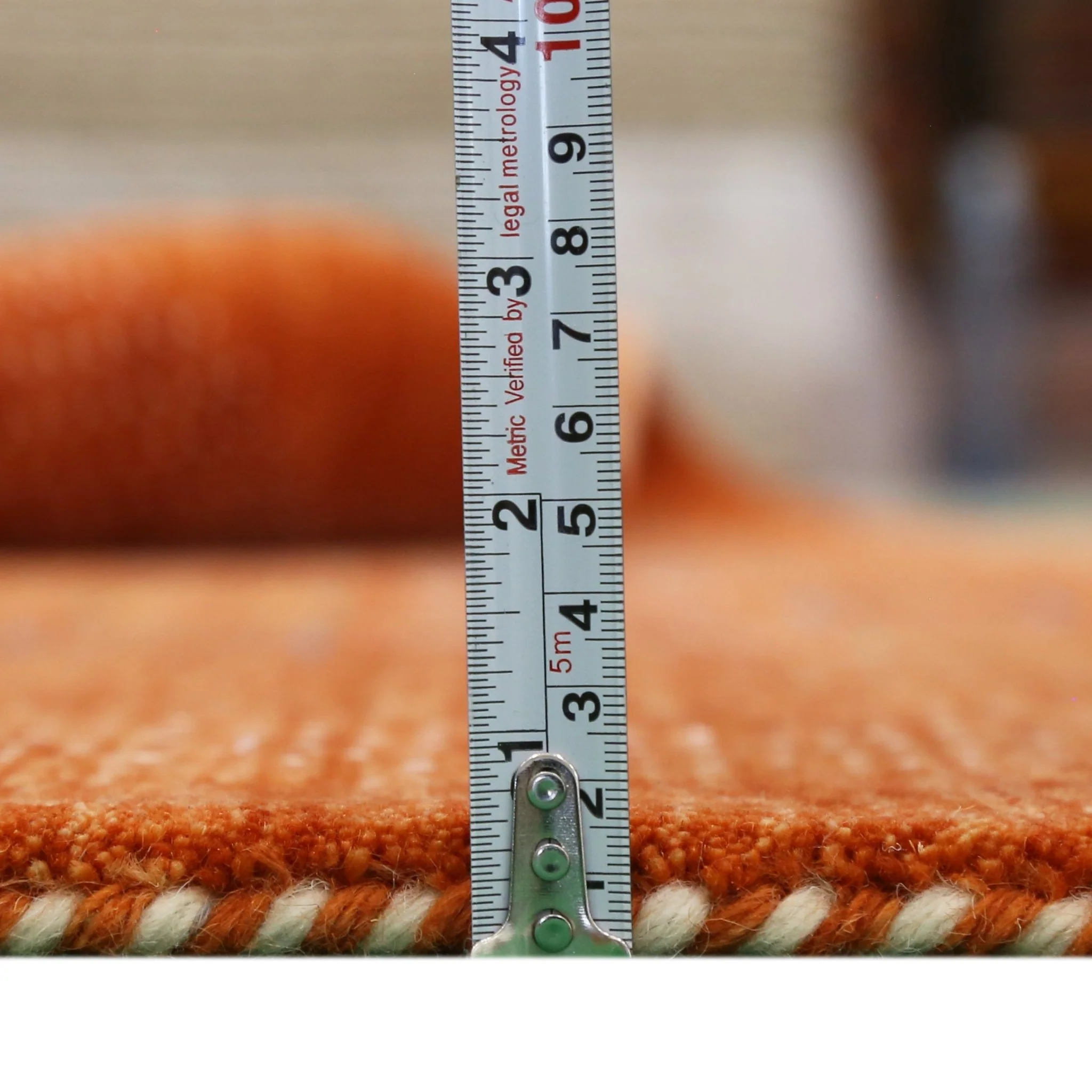 In Stock Orange Contemporary Center Pattern Hand Loomed Wool Rug - Image 6