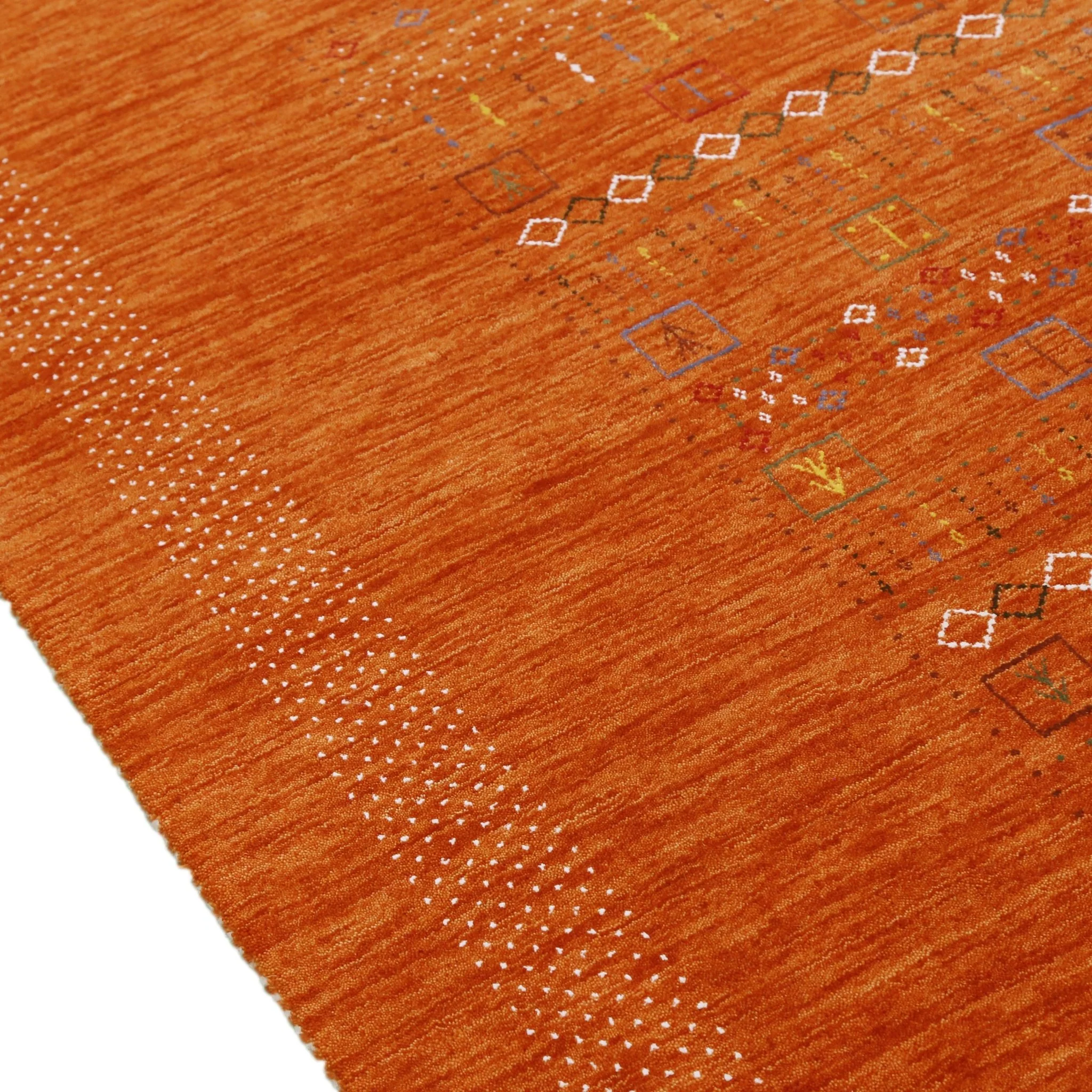 In Stock Orange Contemporary Center Pattern Hand Loomed Wool Rug - Image 8