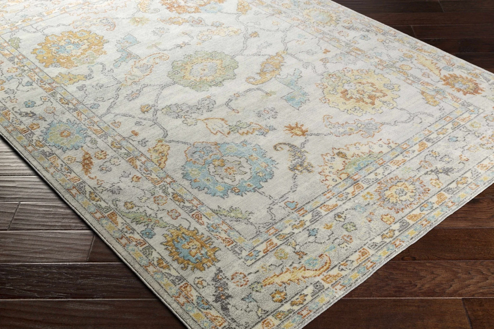 Traditional Floral Oushak Design Ivory, Beige area rug - Image 3