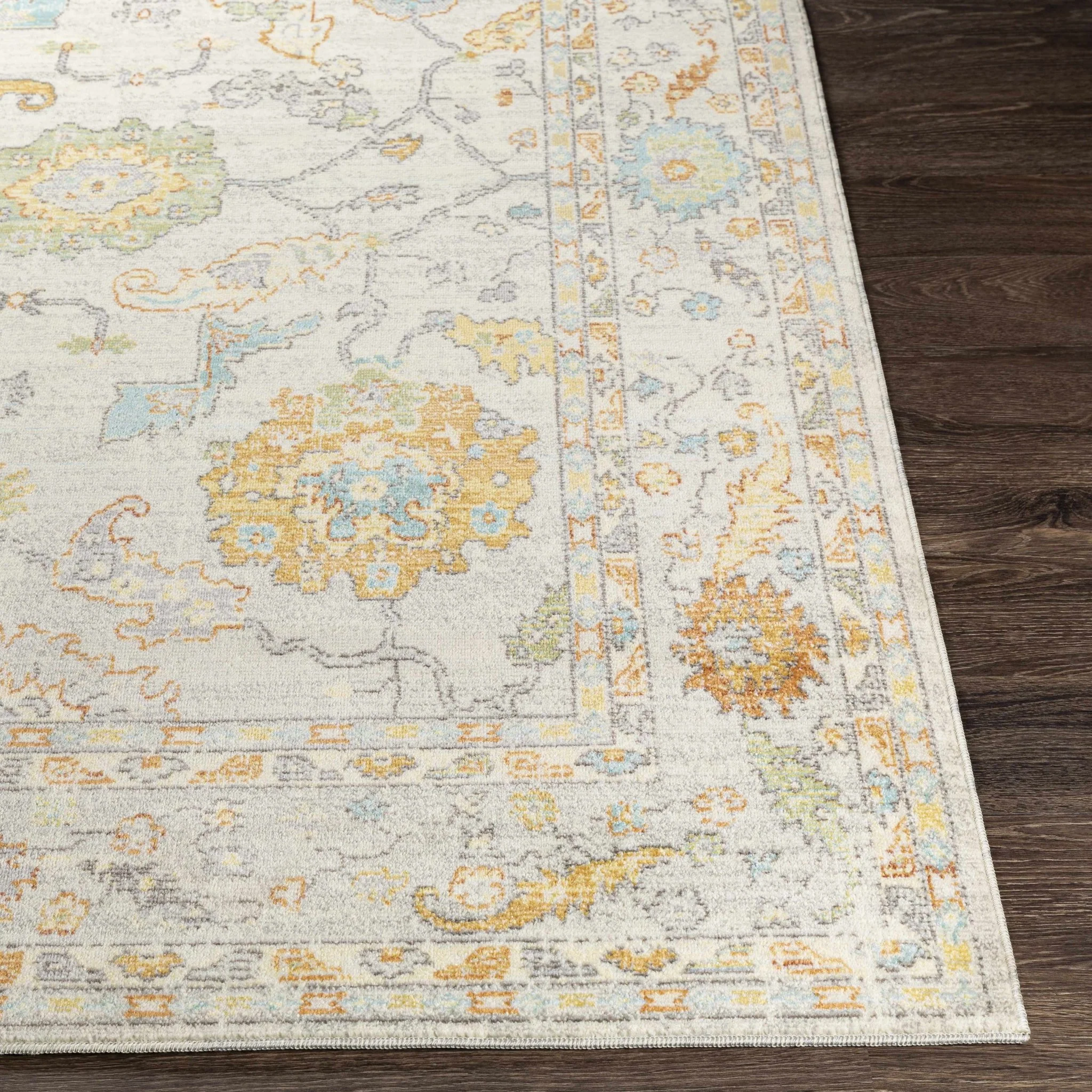 Traditional Floral Oushak Design Ivory, Beige area rug - Image 4