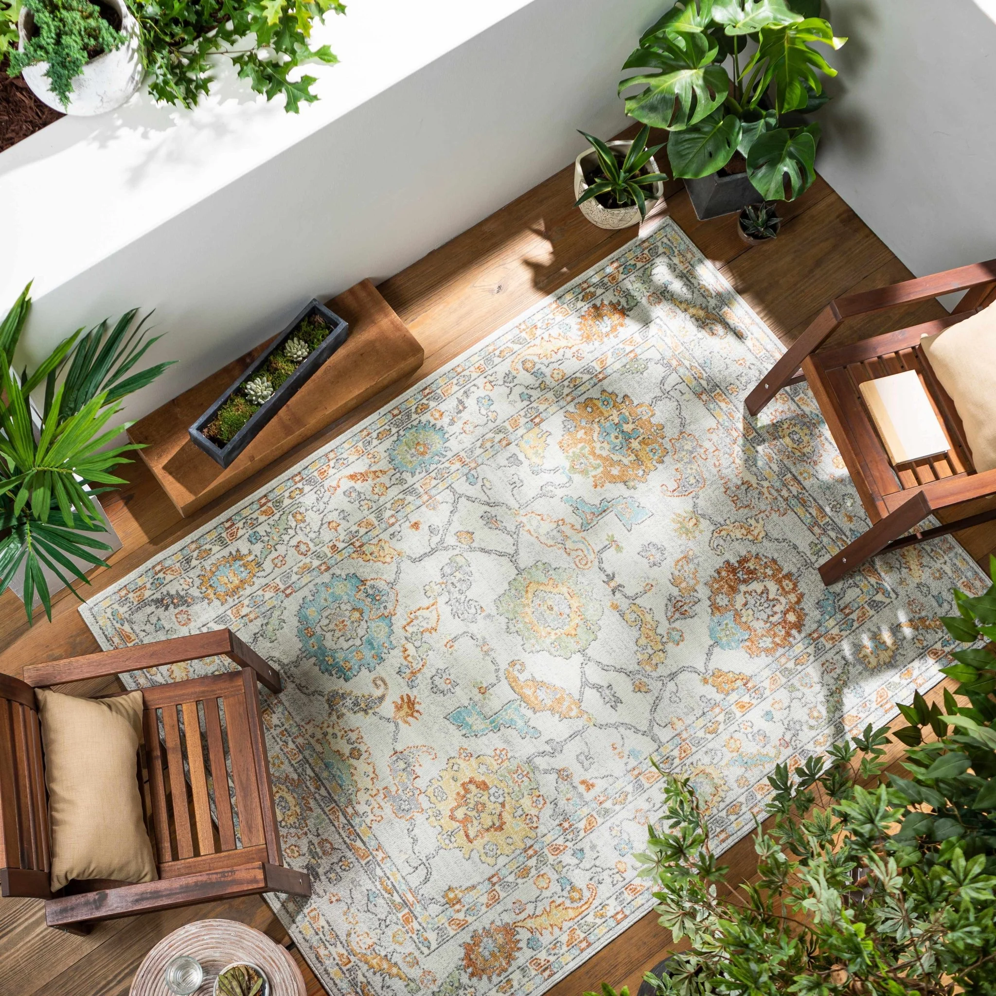 Traditional Floral Oushak Design Ivory, Beige area rug - Image 9