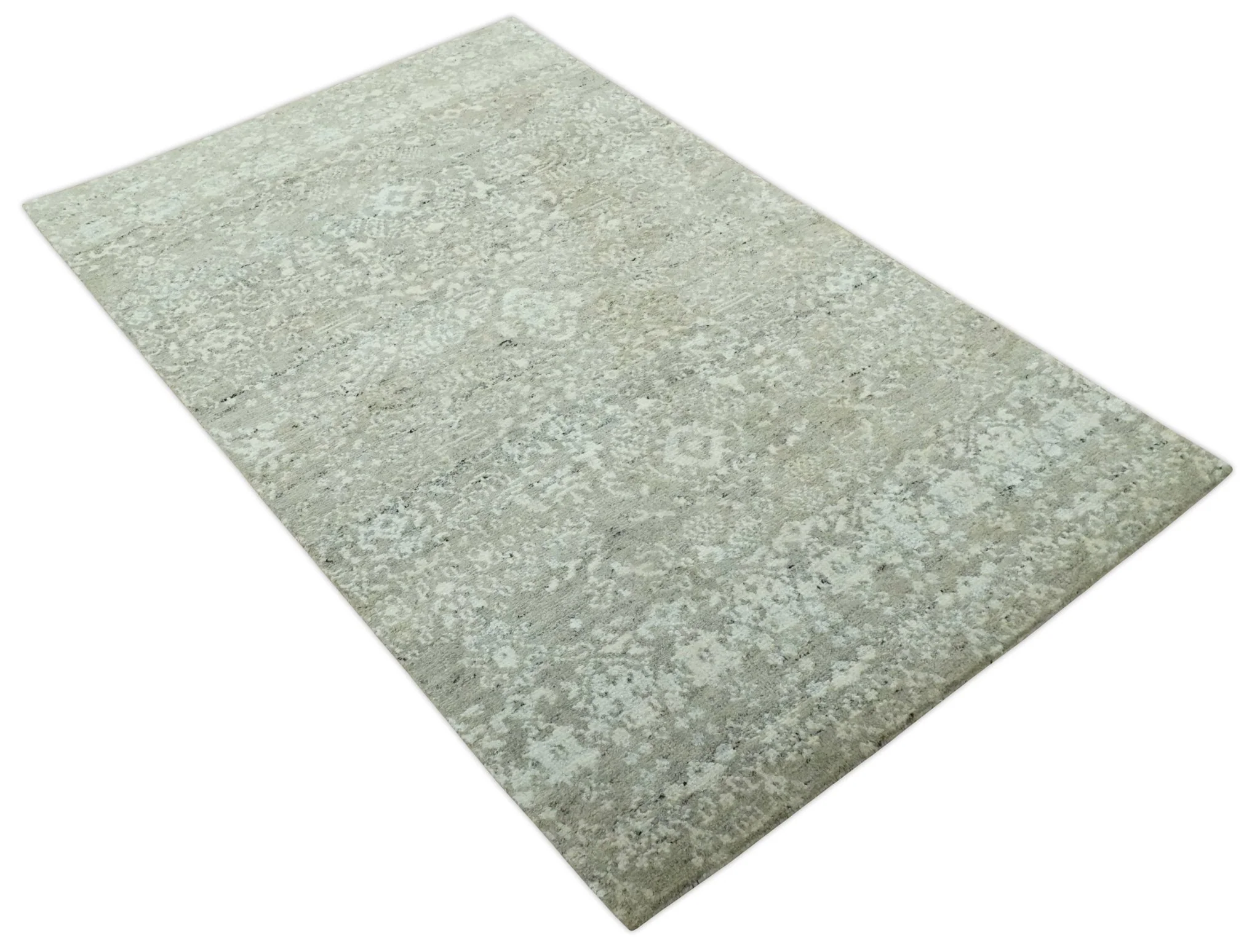 Antique style Ivory and Beige Hand Knotted Traditional Design 5x8 wool Area Rug - Image 9