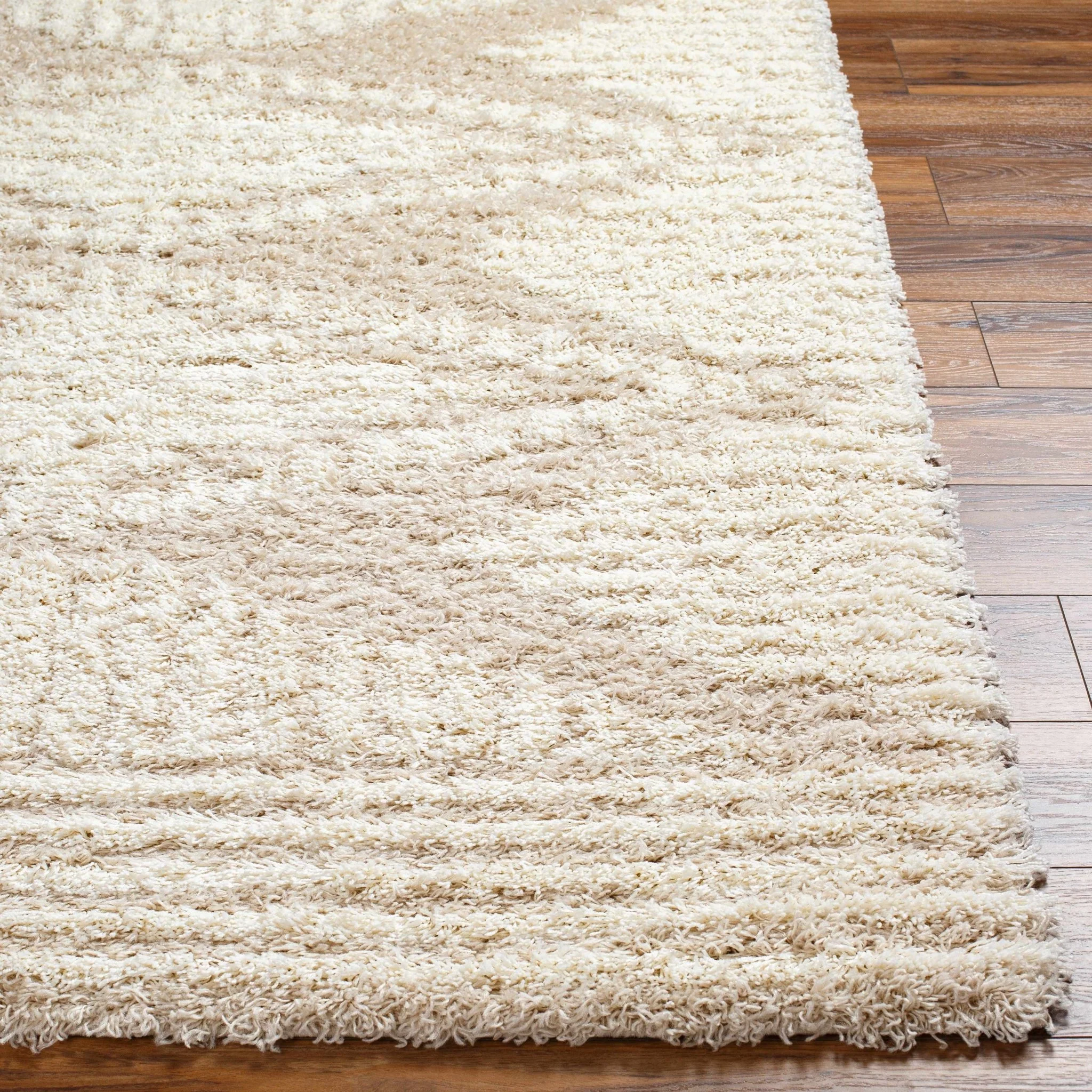 Modern Geometrical Ivory and Beige Plush Pile Moroccan Style Area Rug - Image 4