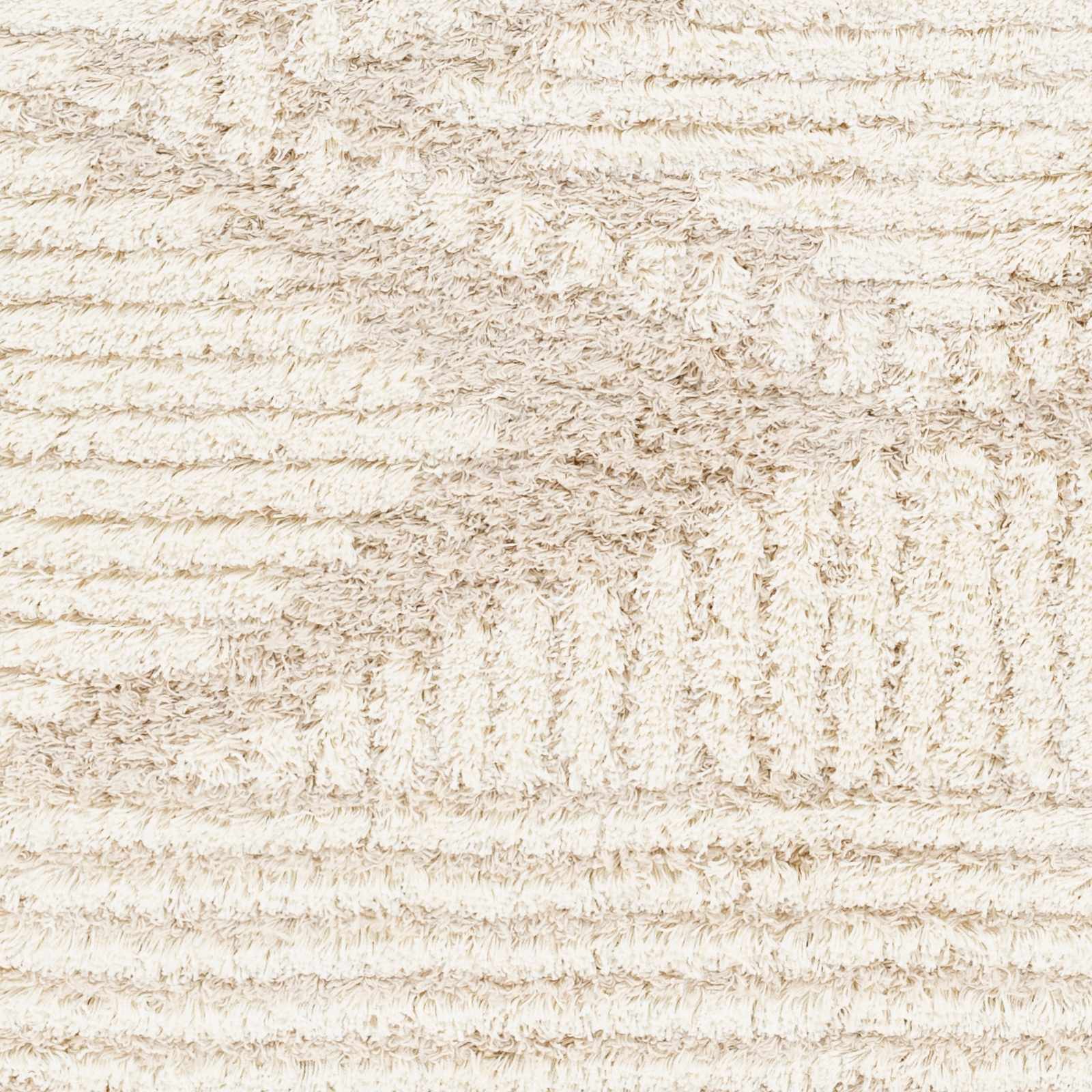 Modern Geometrical Ivory and Beige Plush Pile Moroccan Style Area Rug - Image 7