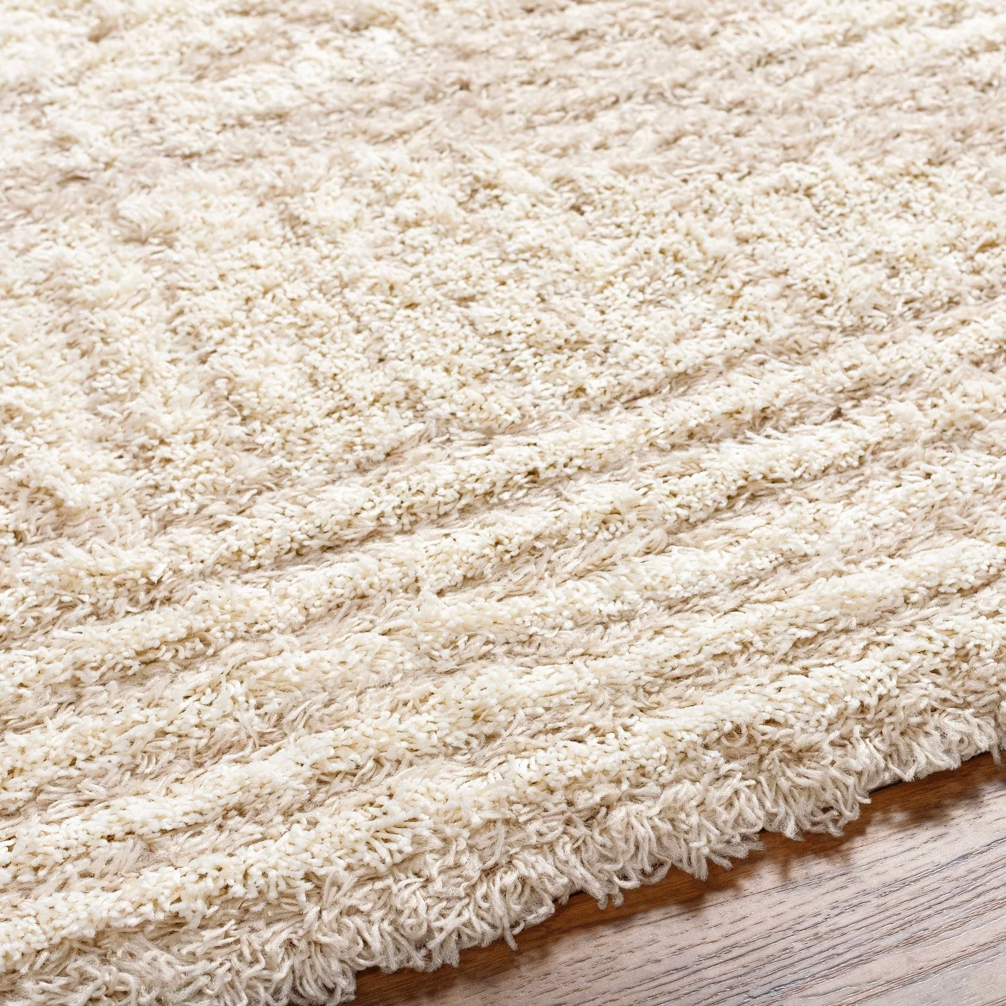Modern Geometrical Ivory and Beige Plush Pile Moroccan Style Area Rug - Image 8