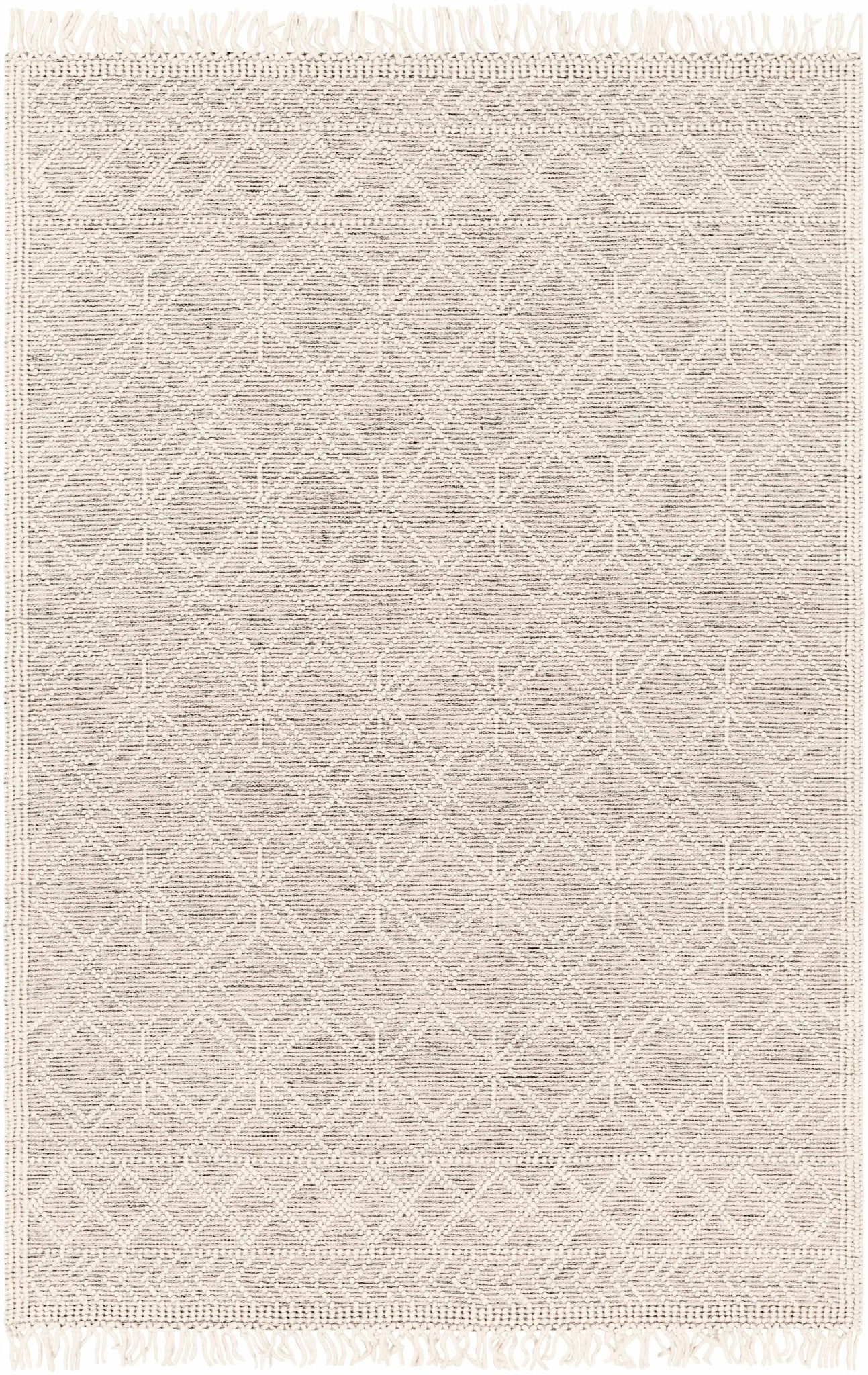Transitional Hand Woven Ivory and Beige Tasseled Texture Wool Cotton Blended Rug - Image 14