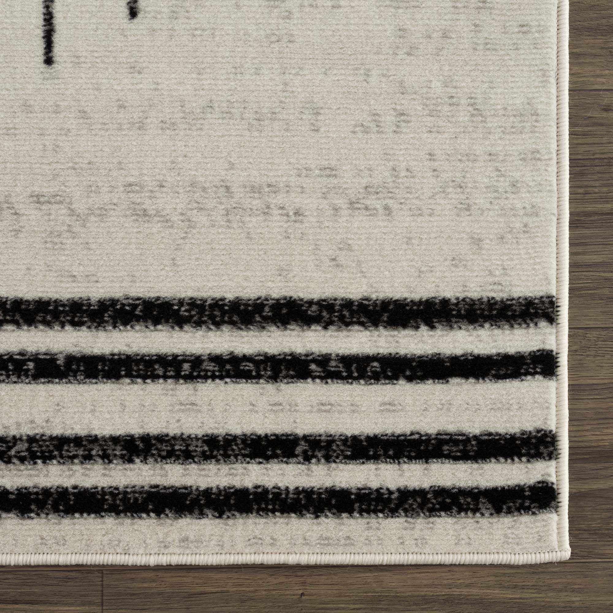 Ivory and Black Modern Geometrical Stripes Design Contemporary Multi Size Area Rug - Image 11