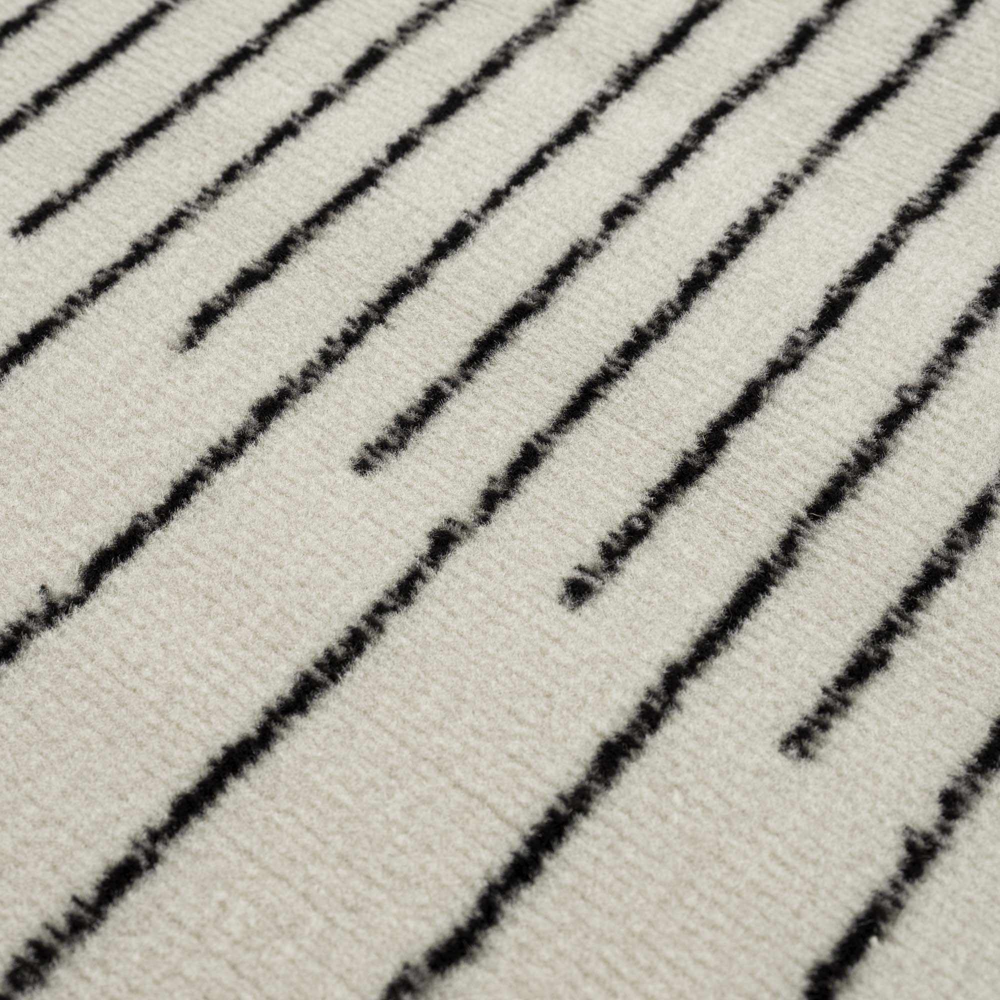 Ivory and Black Modern Geometrical Stripes Design Contemporary Multi Size Area Rug - Image 13