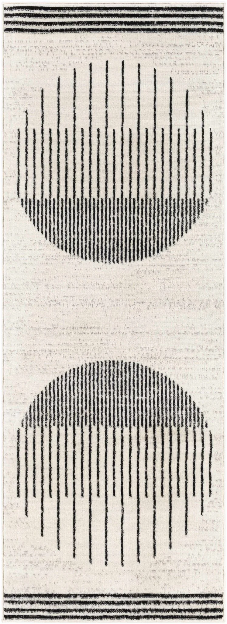 Ivory and Black Modern Geometrical Stripes Design Contemporary Multi Size Area Rug - Image 7