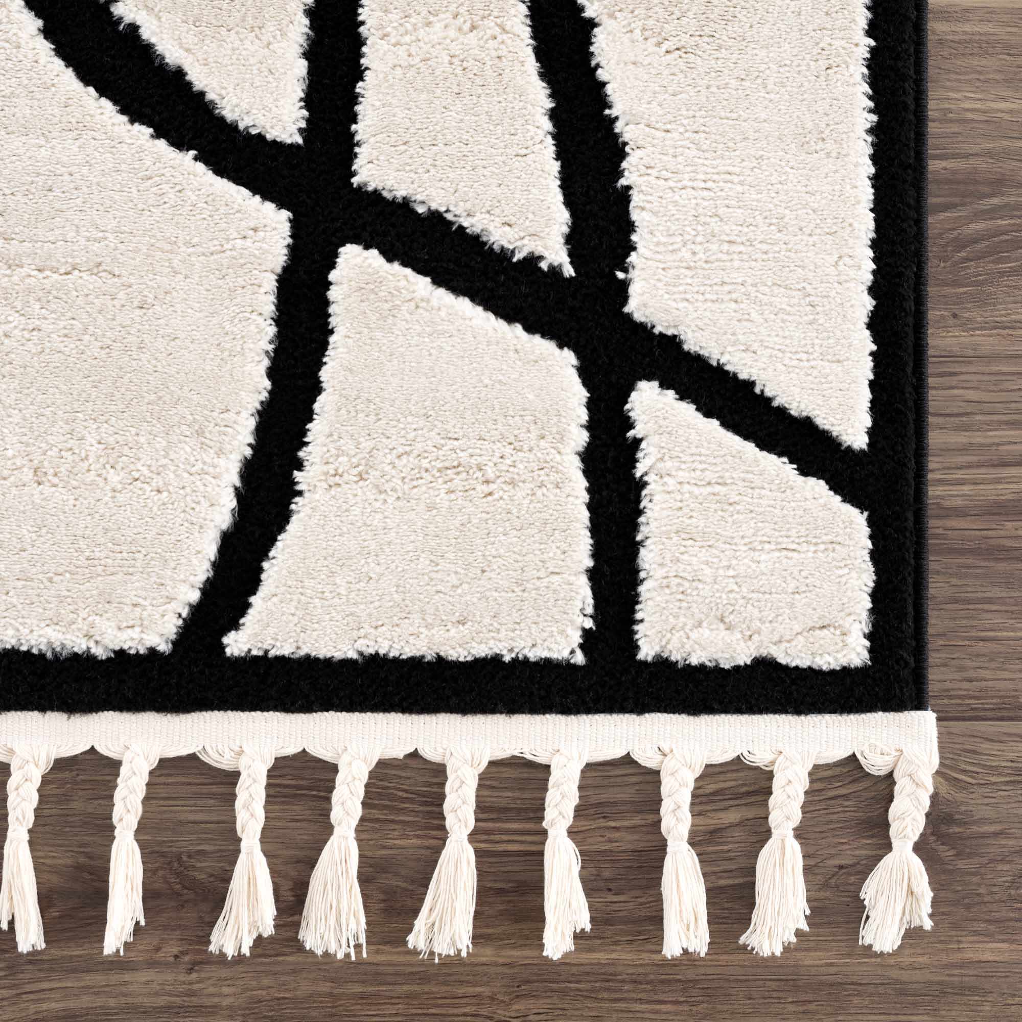 Ivory and Black Modern Lines Art Washable Area Rug - Image 11