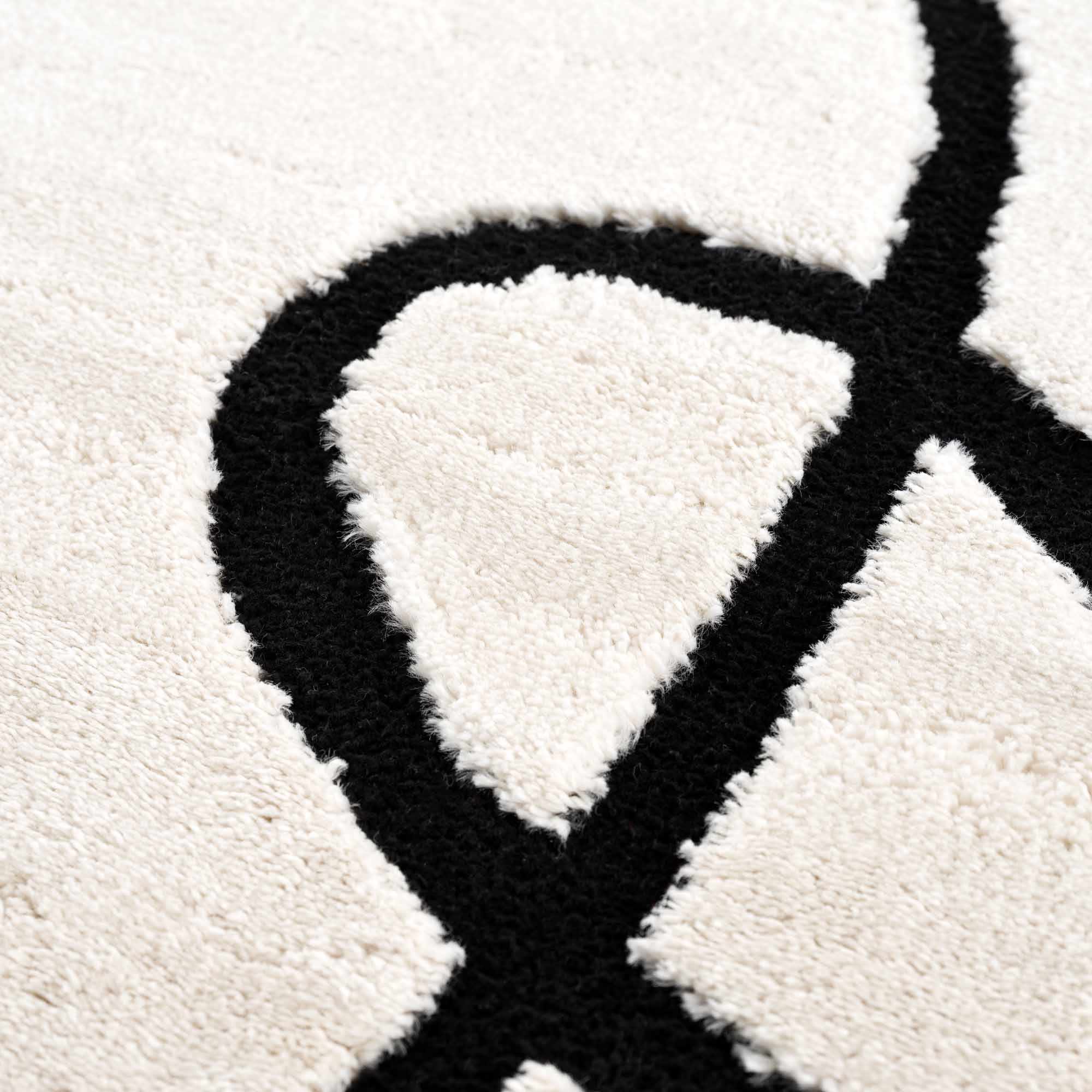 Ivory and Black Modern Lines Art Washable Area Rug - Image 13
