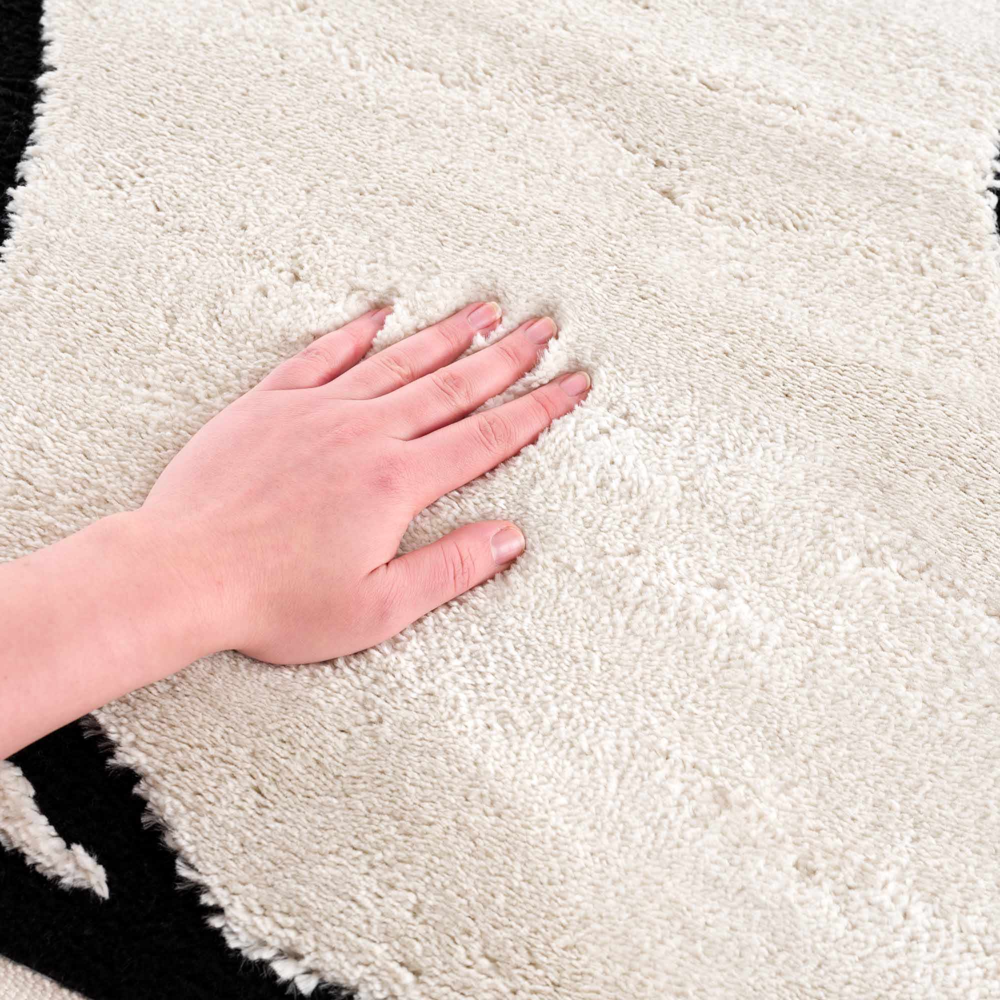 Ivory and Black Modern Lines Art Washable Area Rug - Image 14