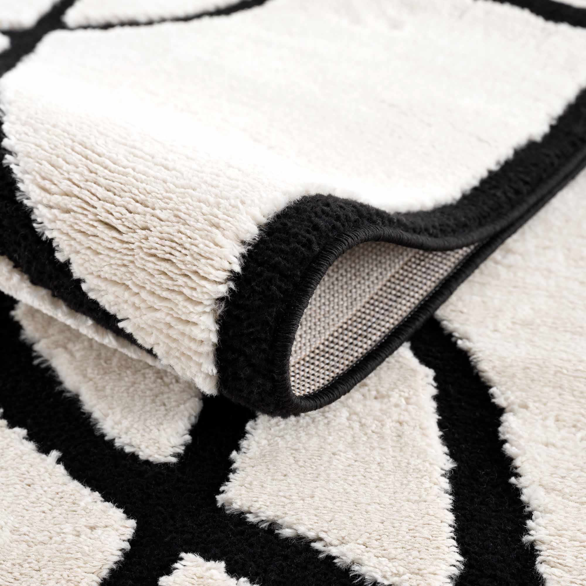 Ivory and Black Modern Lines Art Washable Area Rug - Image 7