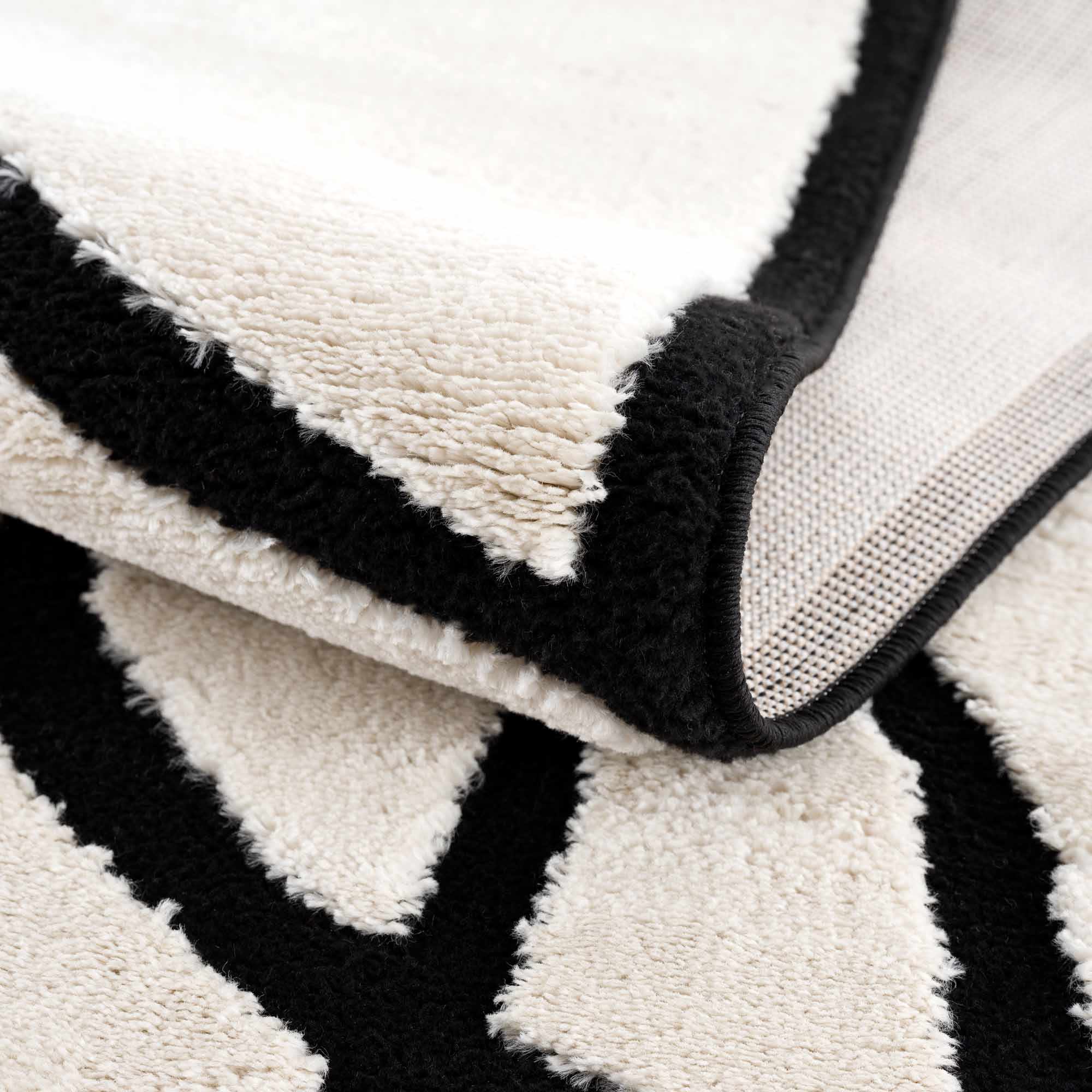 Ivory and Black Modern Lines Art Washable Area Rug - Image 8