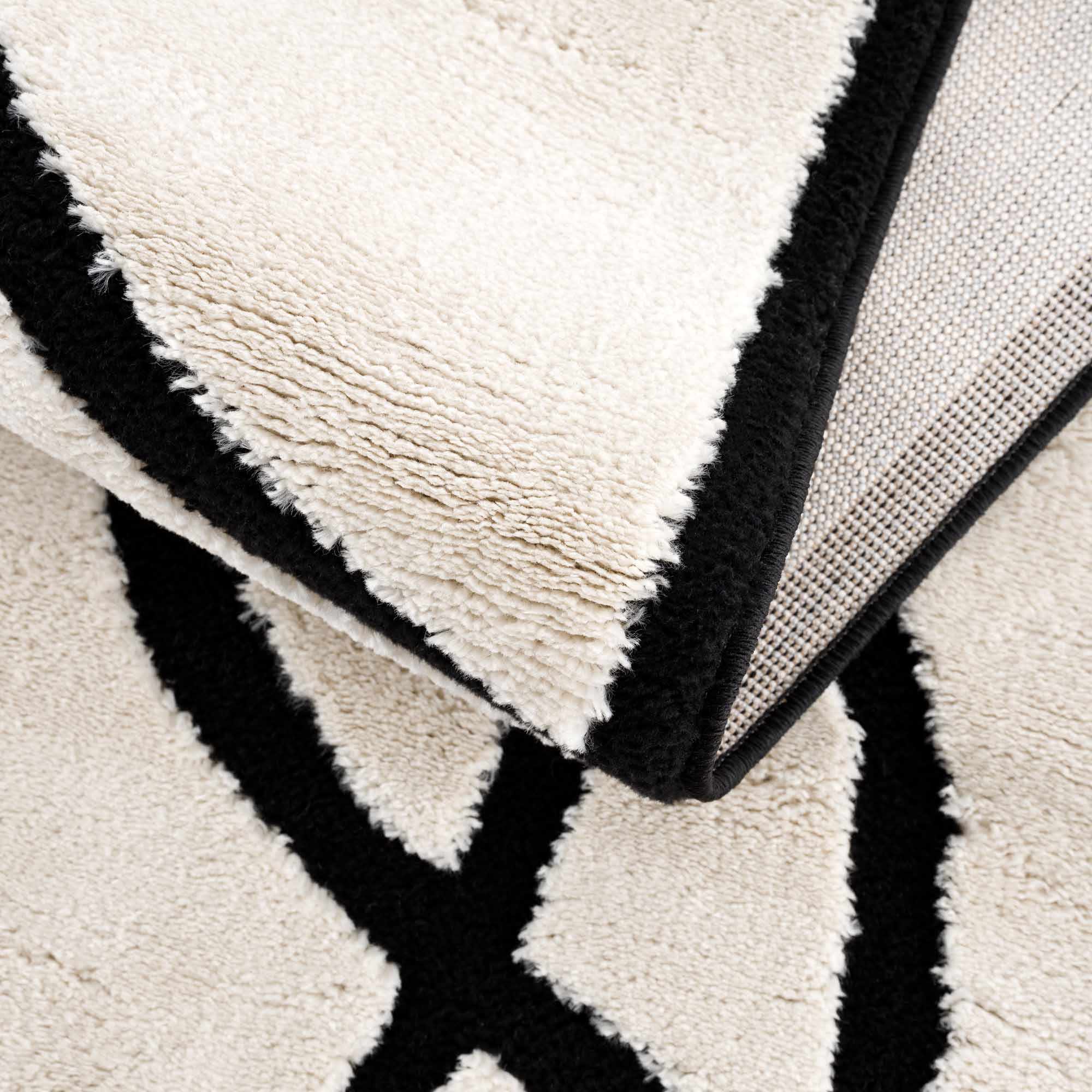 Ivory and Black Modern Lines Art Washable Area Rug - Image 9