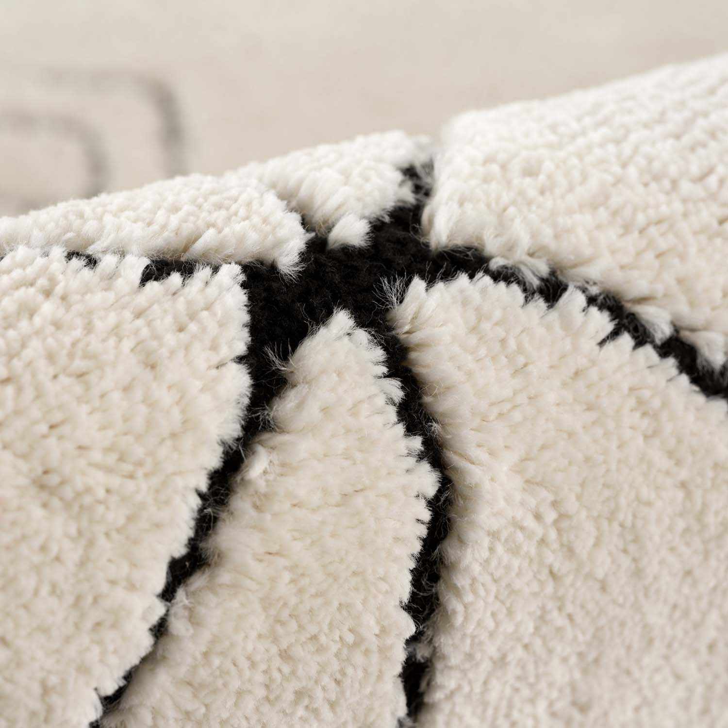 Tribal look Ivory and Black plush pile Texture Area Rug - Image 8