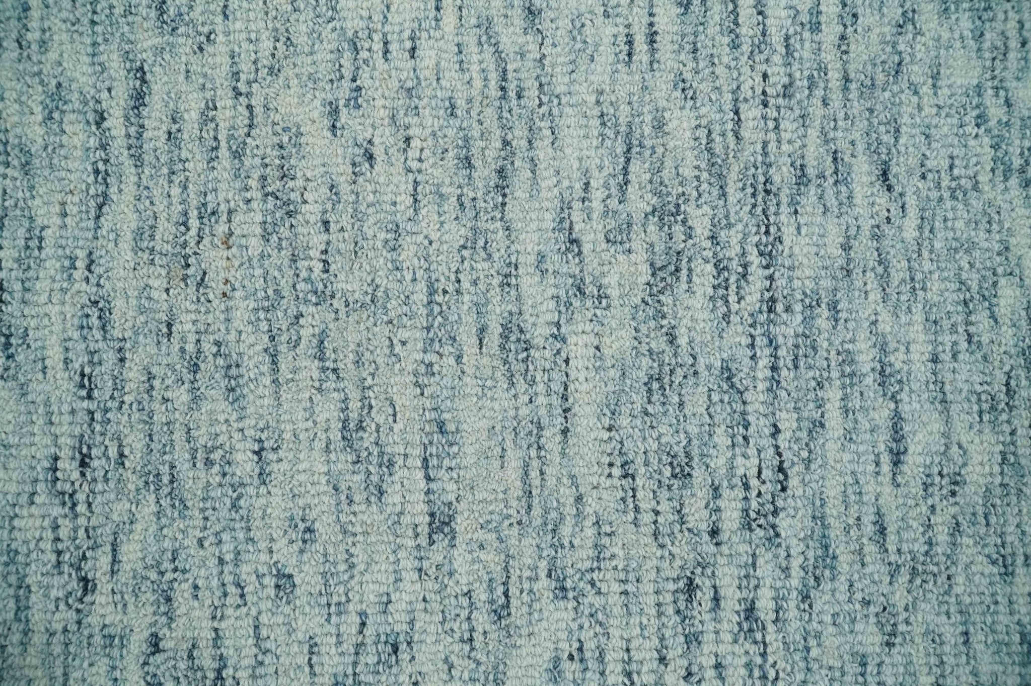Custom Made Ivory and Blue Abstract Hand Tufted Natural Wool Area Rug - Image 6