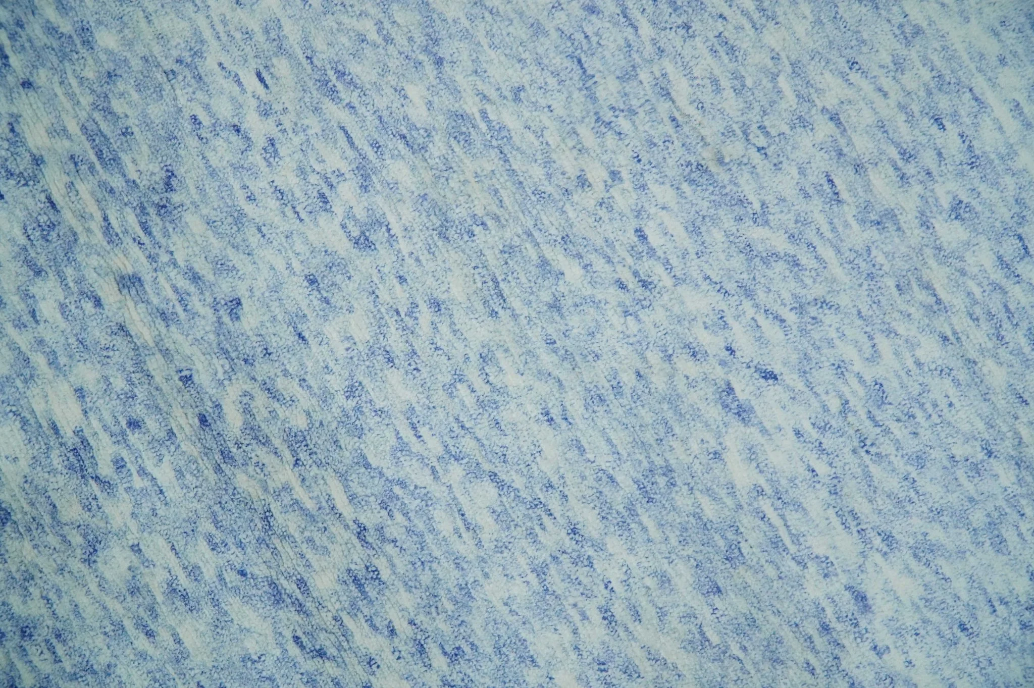 Modern Abstract Ivory and Blue 5.6x8 Hand Knotted Bamboo Silk Area Rug - Image 5