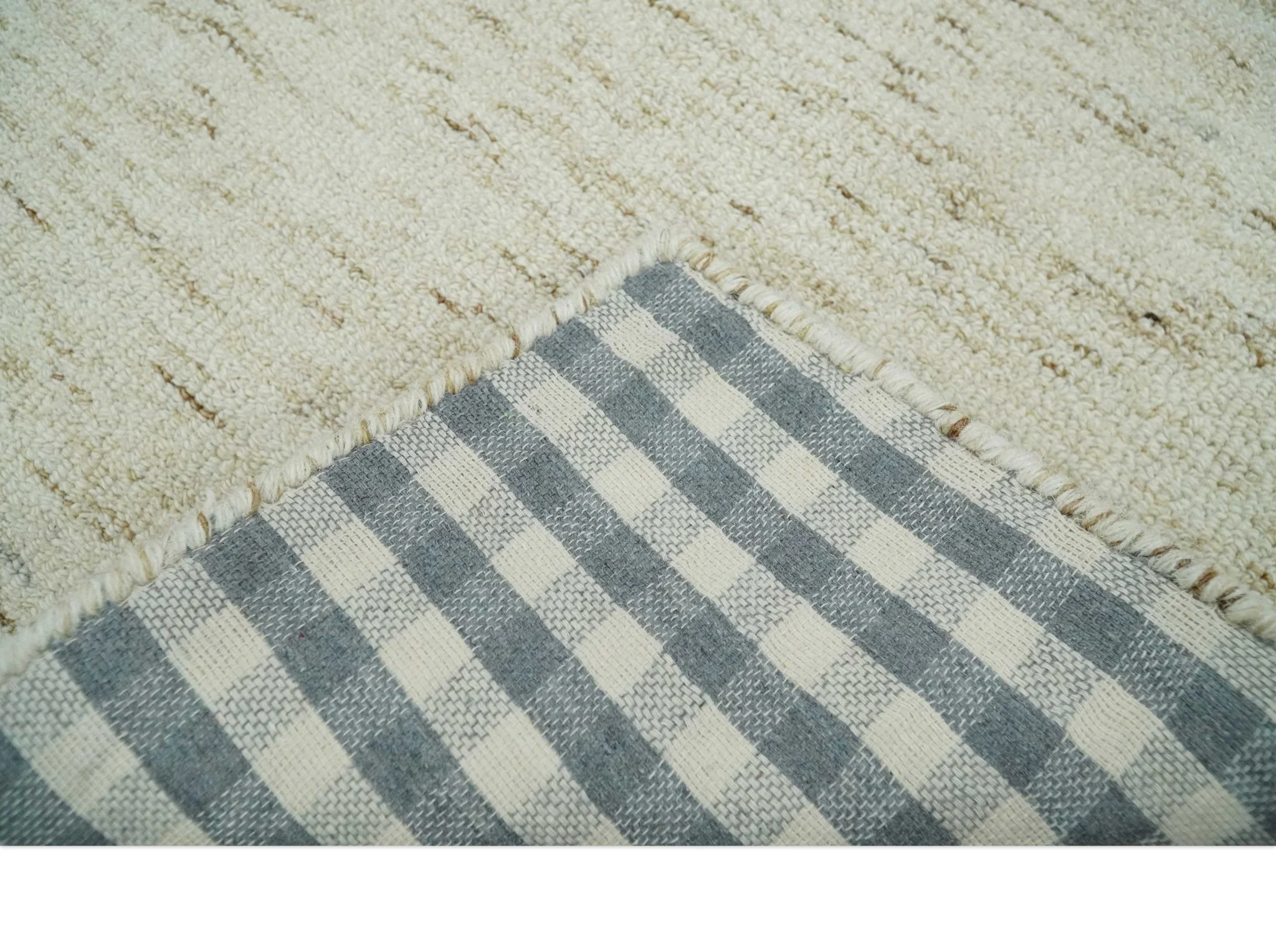 Ivory and Brown Abstract Hand Tufted Multi Size Natural Wool Area Rug - Image 5