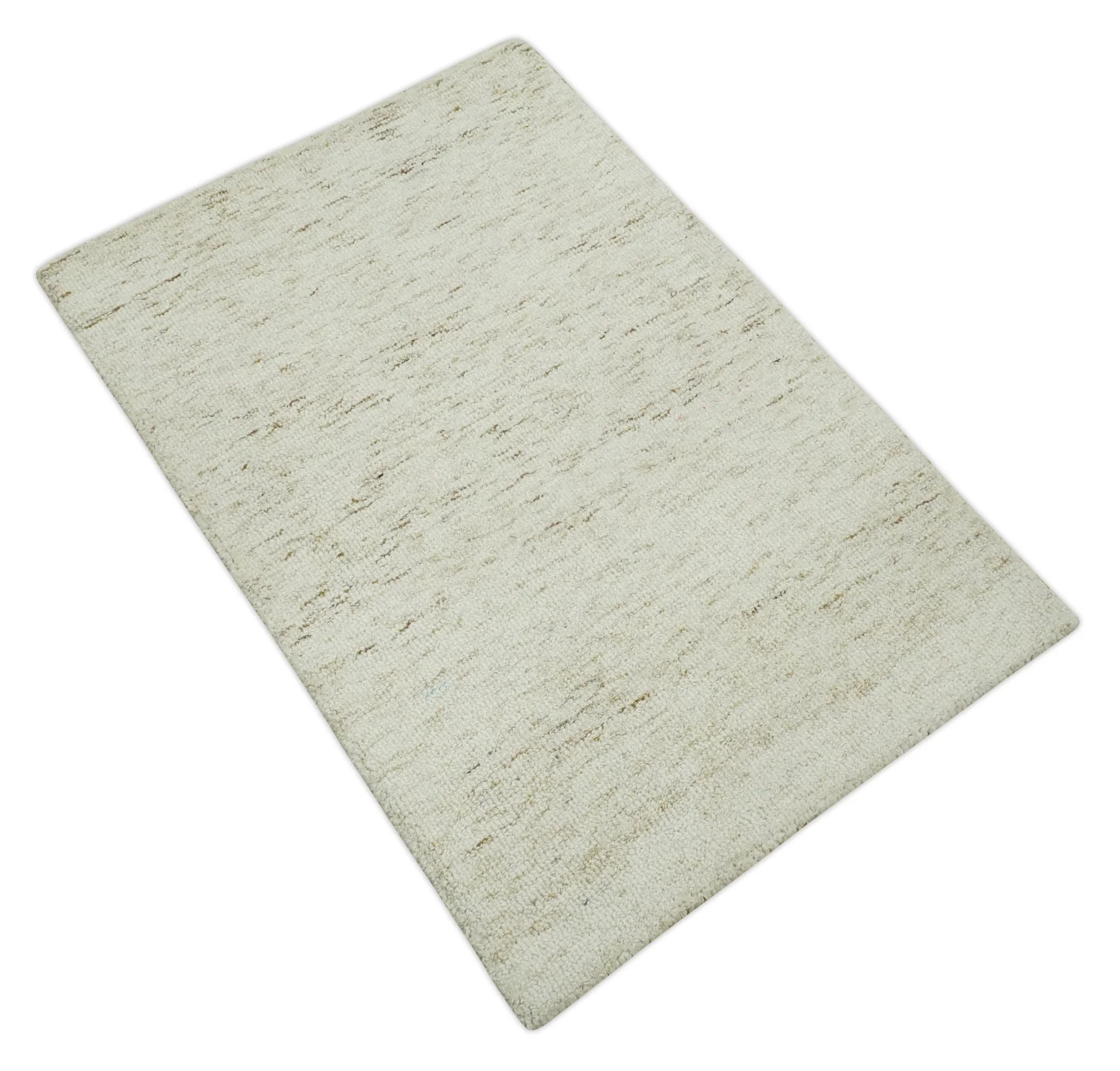 Ivory and Brown Abstract Hand Tufted Multi Size Natural Wool Area Rug - Image 8