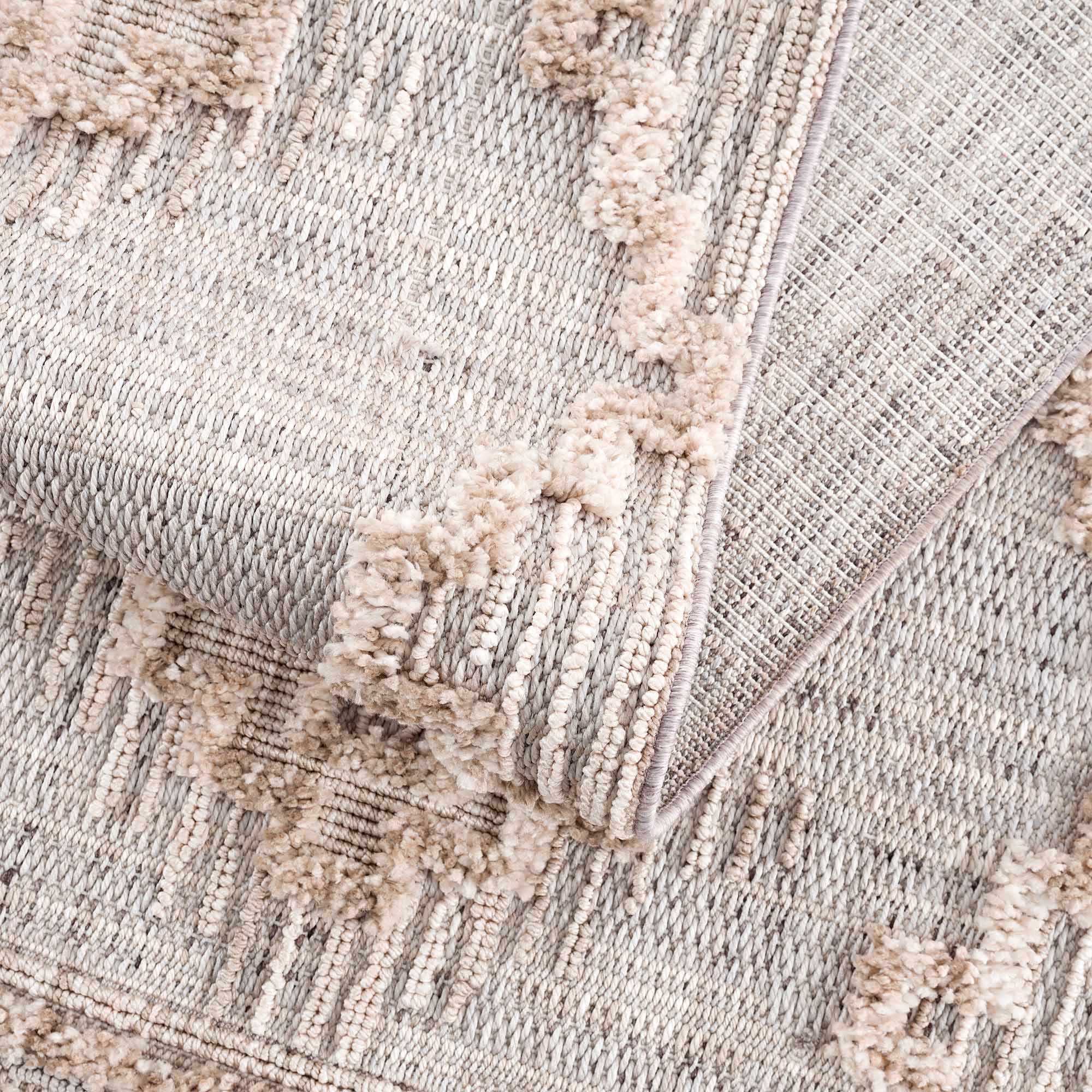 Ivory and Brown Cable Knit design Geometrical Carved Texture Area Rug - Image 16