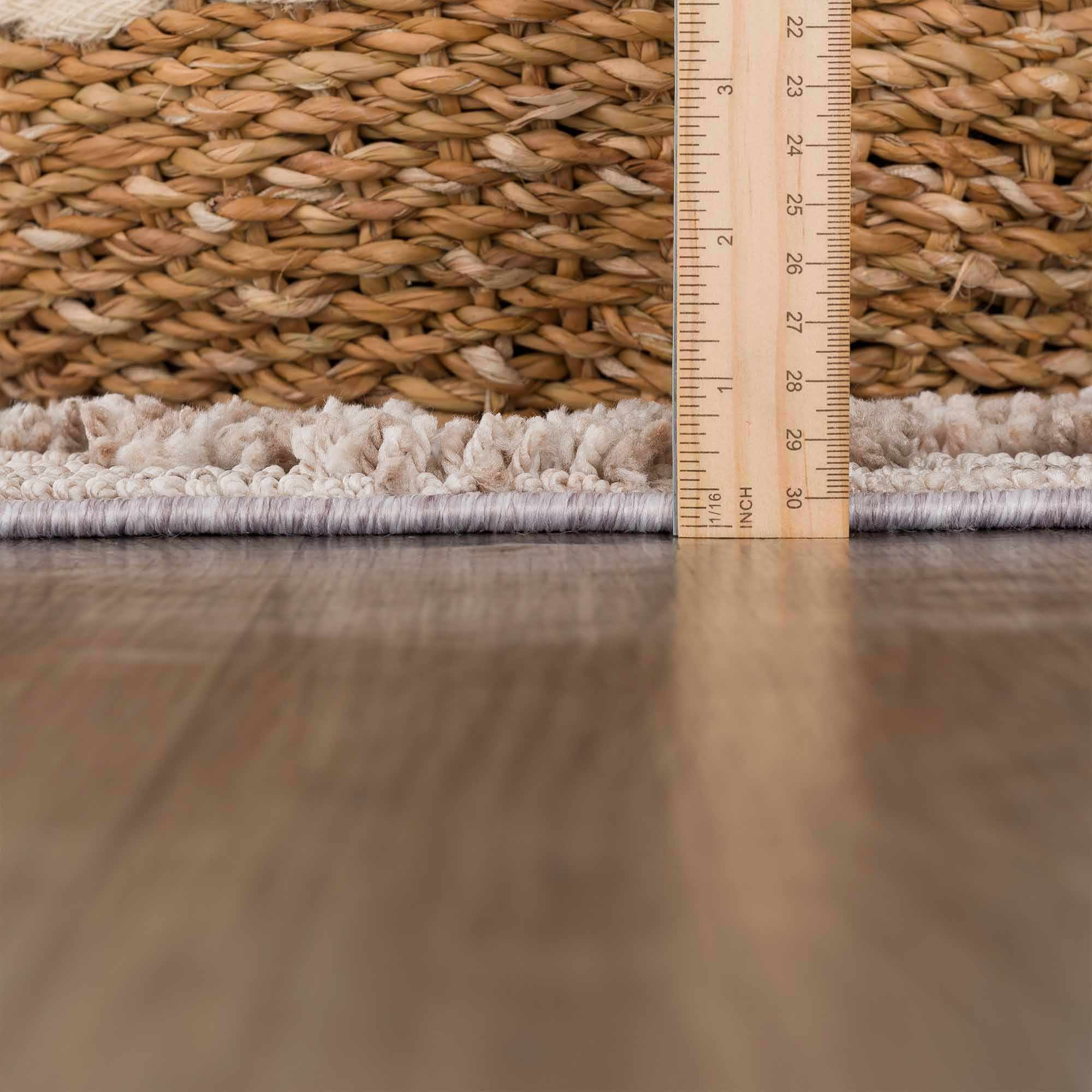 Ivory and Brown Cable Knit design Geometrical Carved Texture Area Rug - Image 19