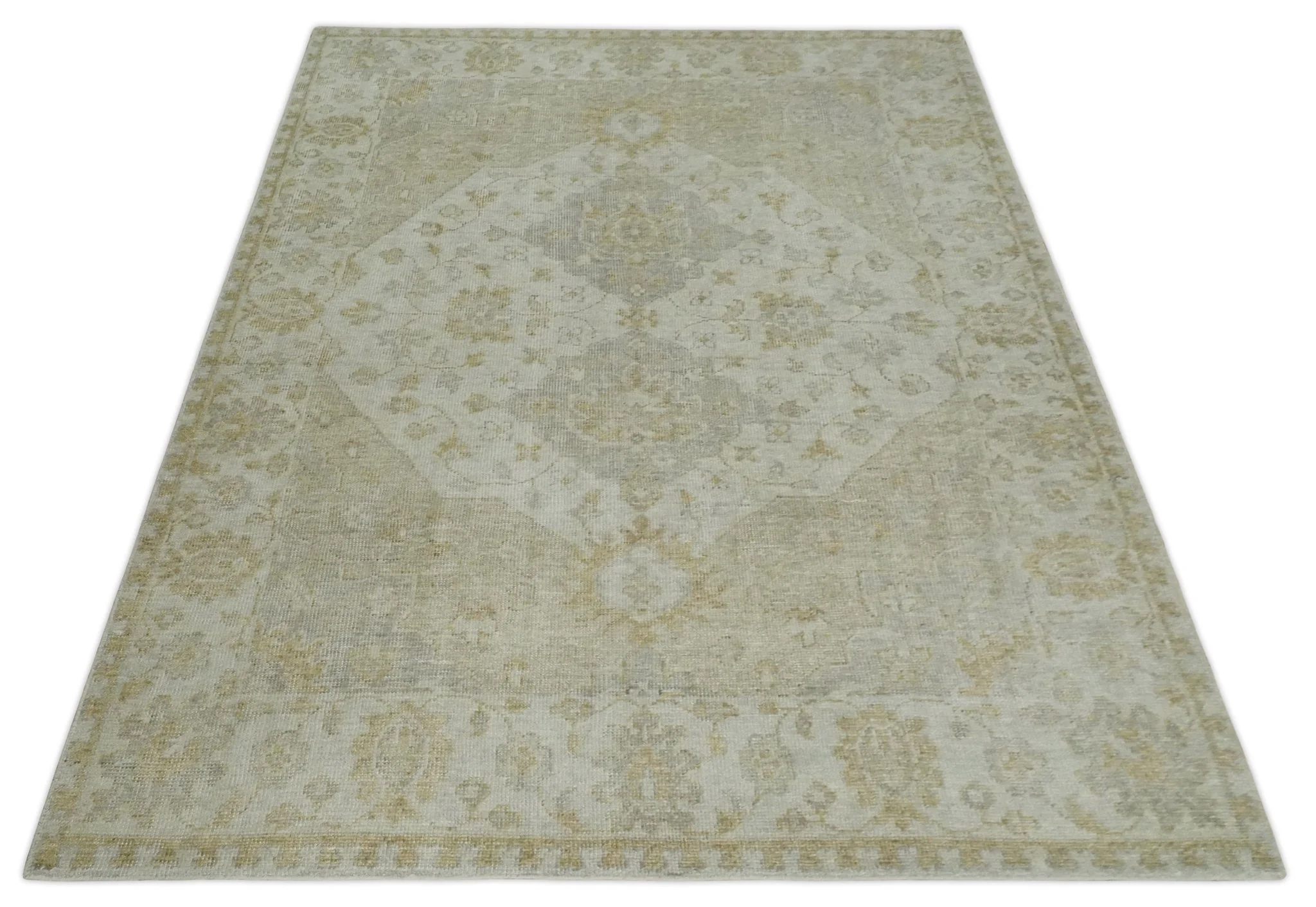 Ivory and Brown distressed finished Traditional Floral Low Pile Multi Size wool Area Rug - Image 10