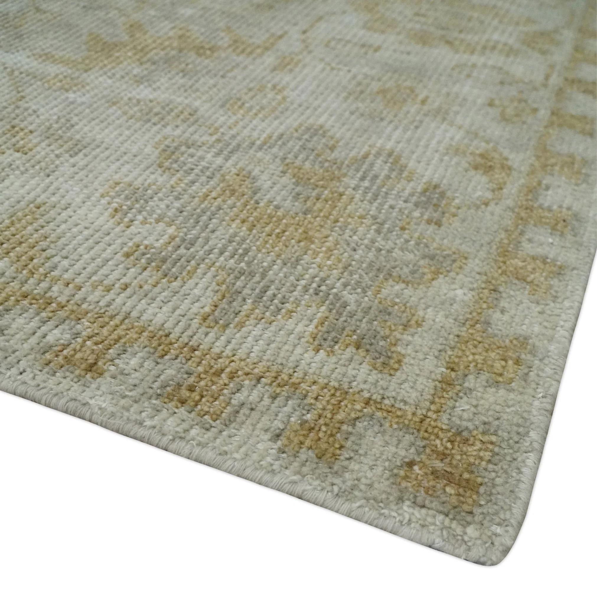 Ivory and Brown distressed finished Traditional Floral Low Pile Multi Size wool Area Rug - Image 5