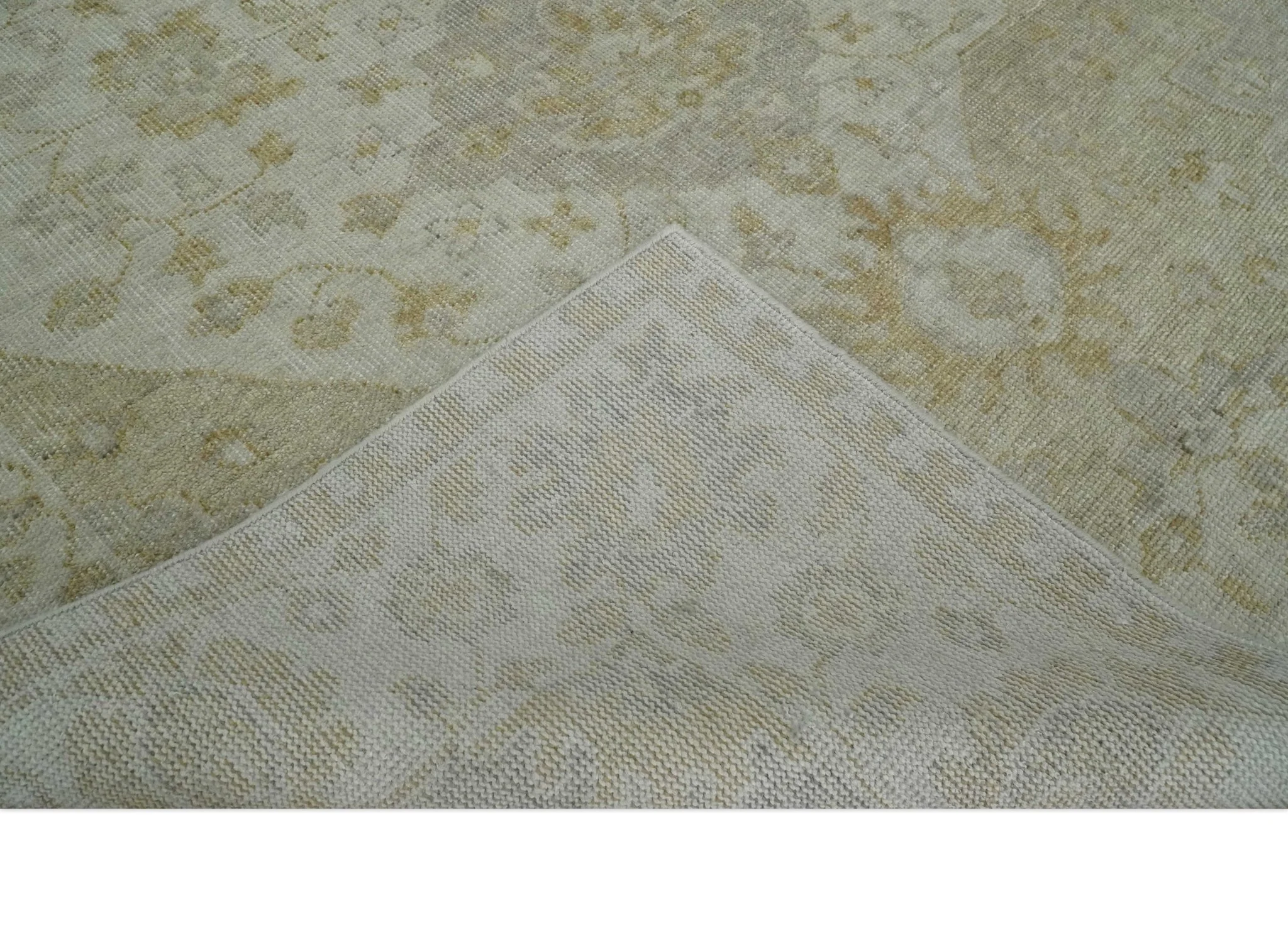 Ivory and Brown distressed finished Traditional Floral Low Pile Multi Size wool Area Rug - Image 6