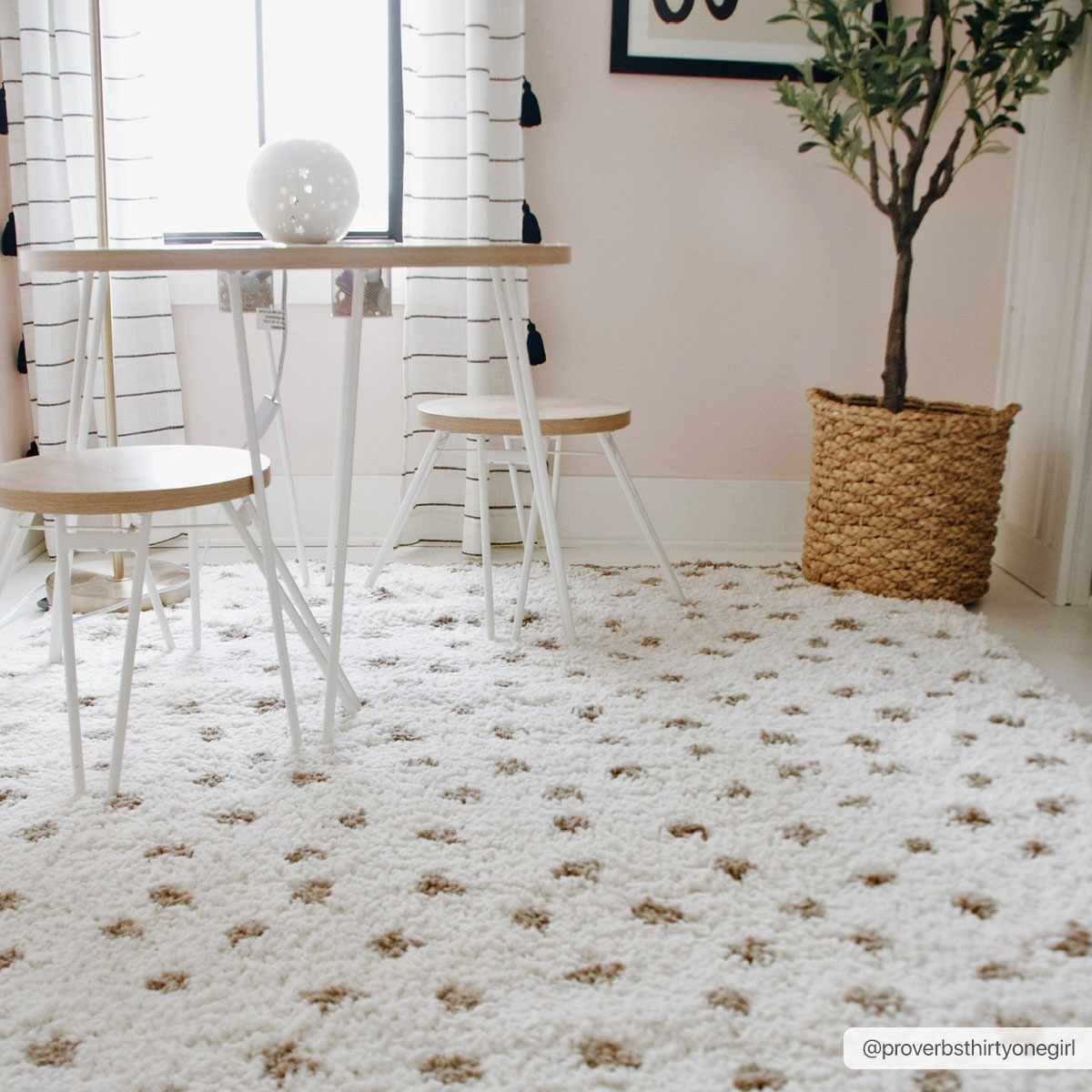Modern Contemporary Dotted Ivory and Brown Plush Pile Moroccan style Area Rug - Image 3