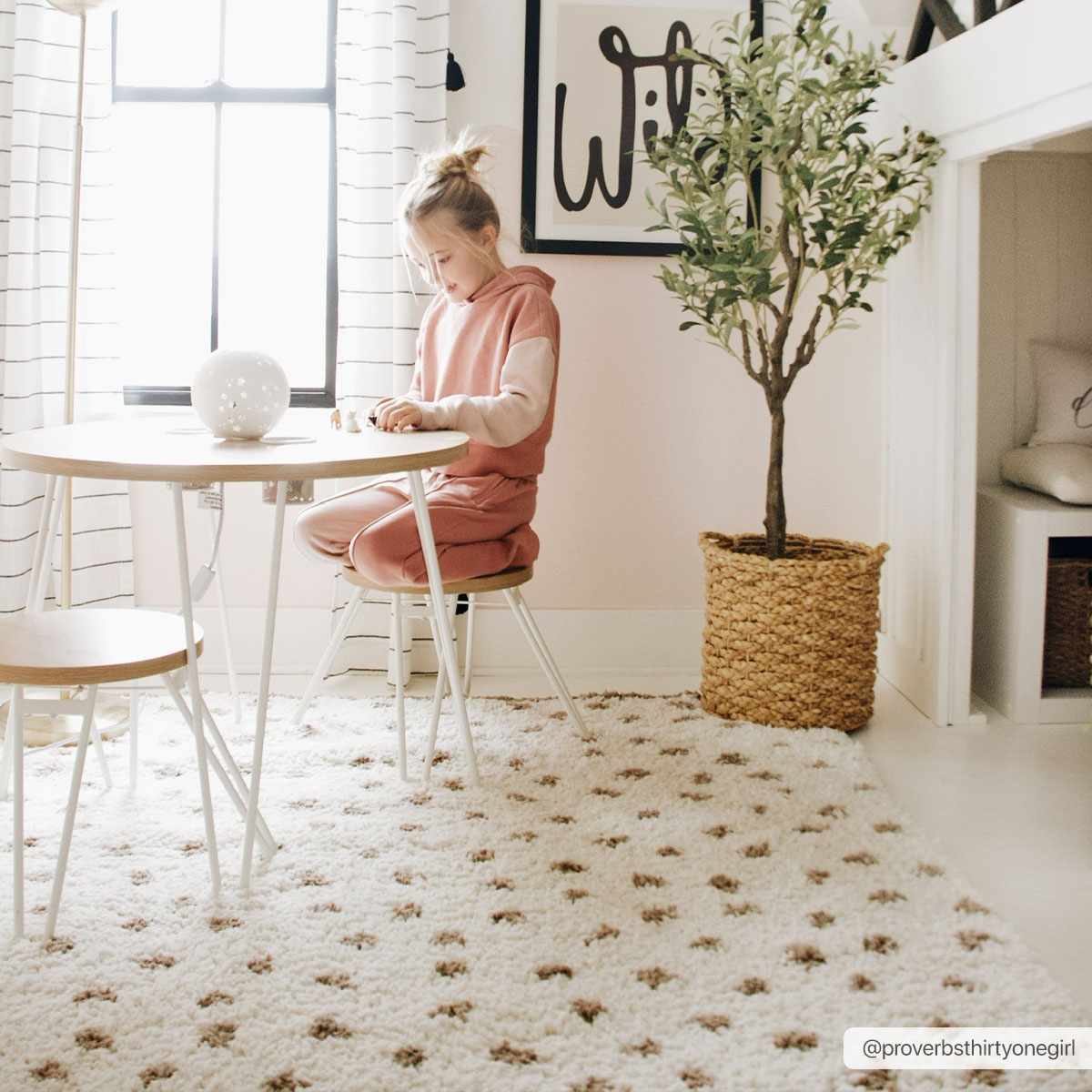 Modern Contemporary Dotted Ivory and Brown Plush Pile Moroccan style Area Rug - Image 4