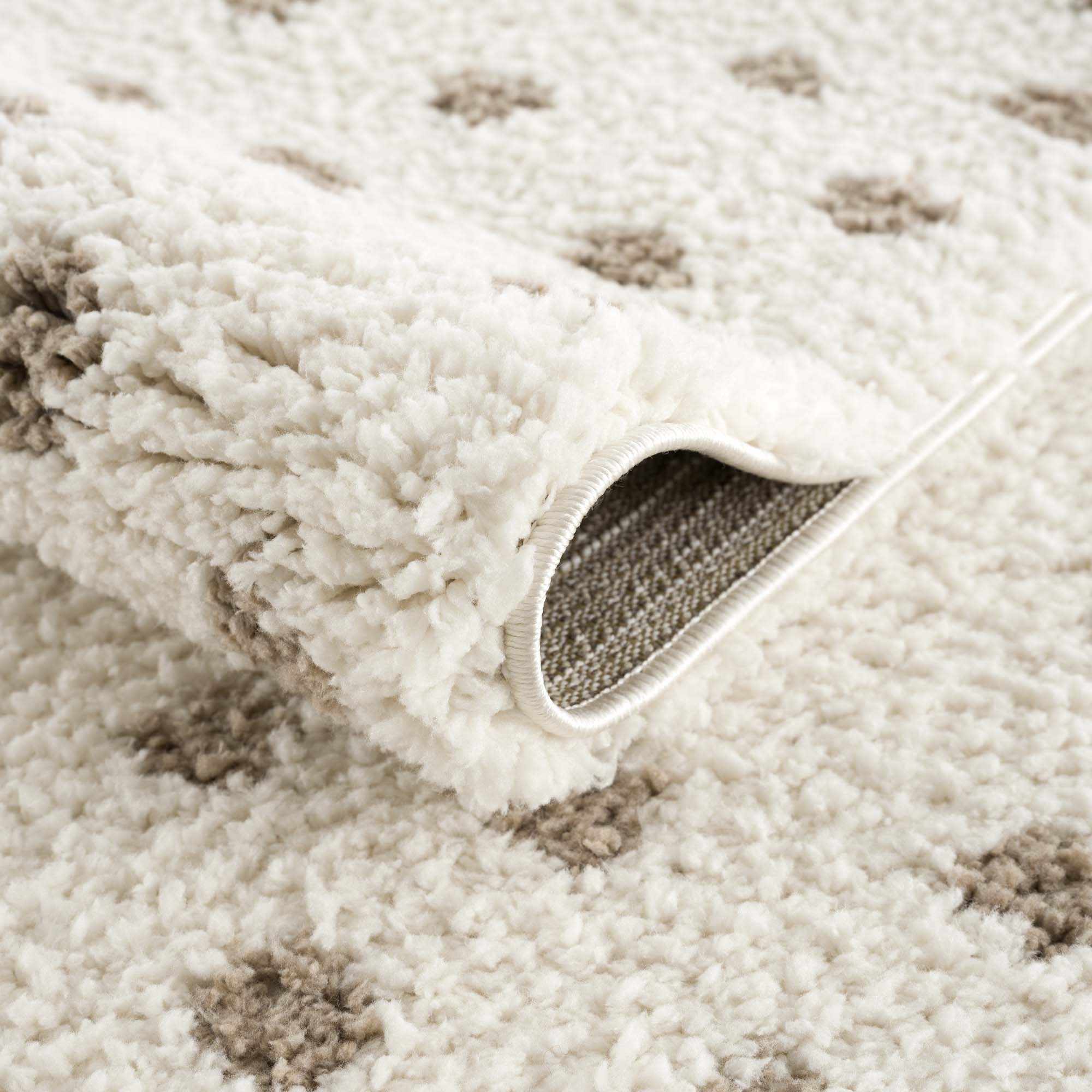 Modern Contemporary Dotted Ivory and Brown Plush Pile Moroccan style Area Rug - Image 7