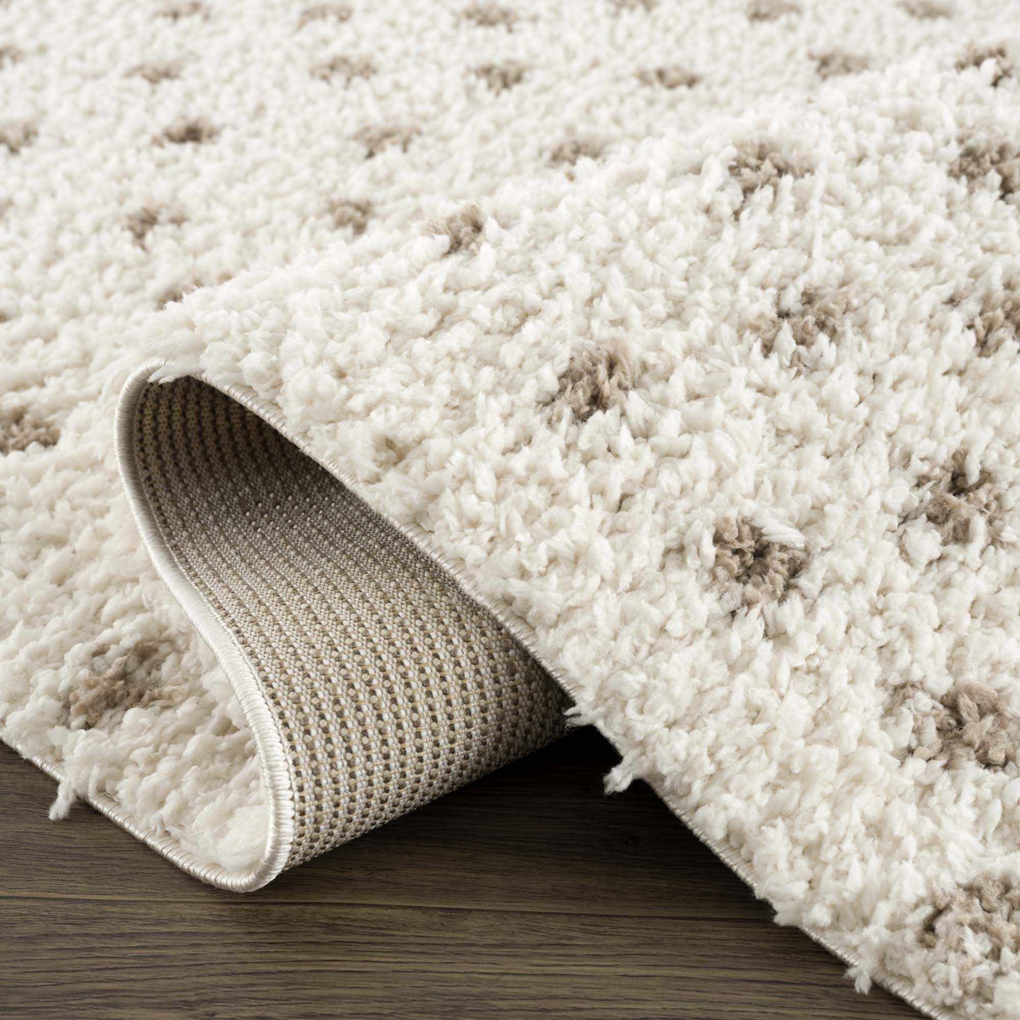 Modern Contemporary Dotted Ivory and Brown Plush Pile Moroccan style Area Rug - Image 8