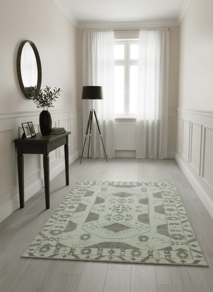Ivory and Brown Traditional Hand Knotted Multi Size wool Area Rug - Image 2