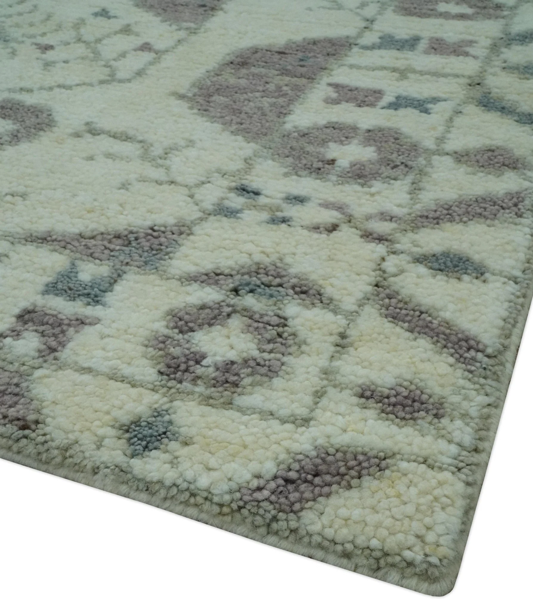 Ivory and Brown Traditional Hand Knotted Multi Size wool Area Rug - Image 6