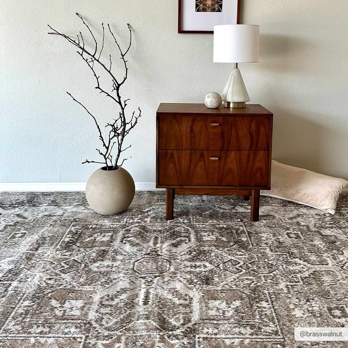 Transitional Ivory and Brown Machine Washable Rug - Image 2