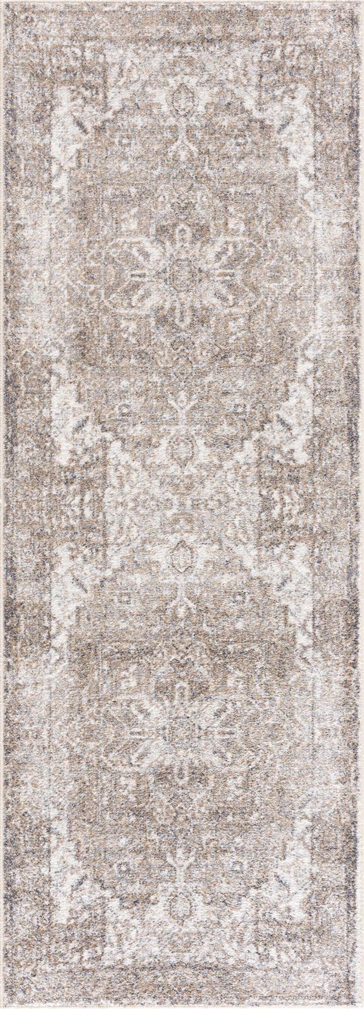 Transitional Ivory and Brown Machine Washable Rug - Image 6
