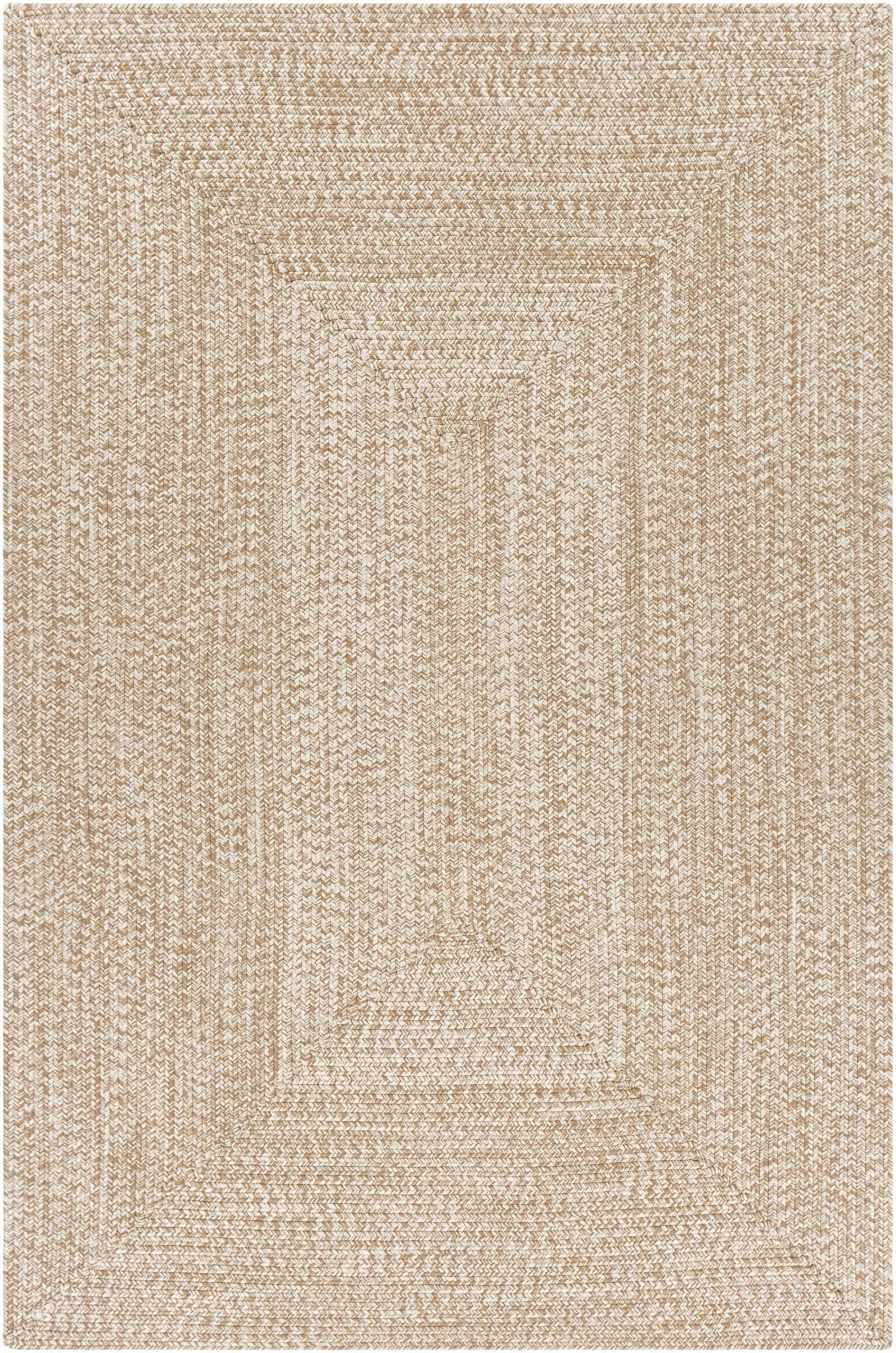 Ivory and Camel Chevron Design Jute Braided Outdoor safe area Rug - Image 3