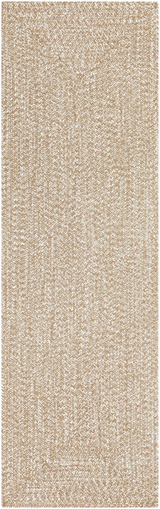 Ivory and Camel Chevron Design Jute Braided Outdoor safe area Rug - Image 7