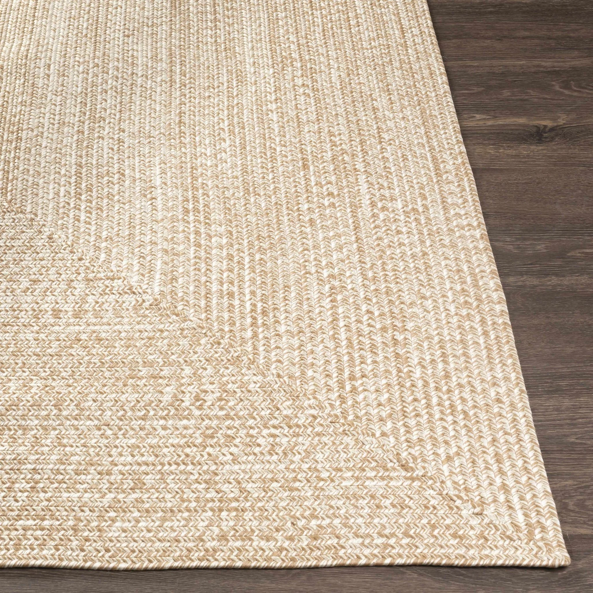 Ivory and Camel Chevron Design Jute Braided Outdoor safe area Rug - Image 8
