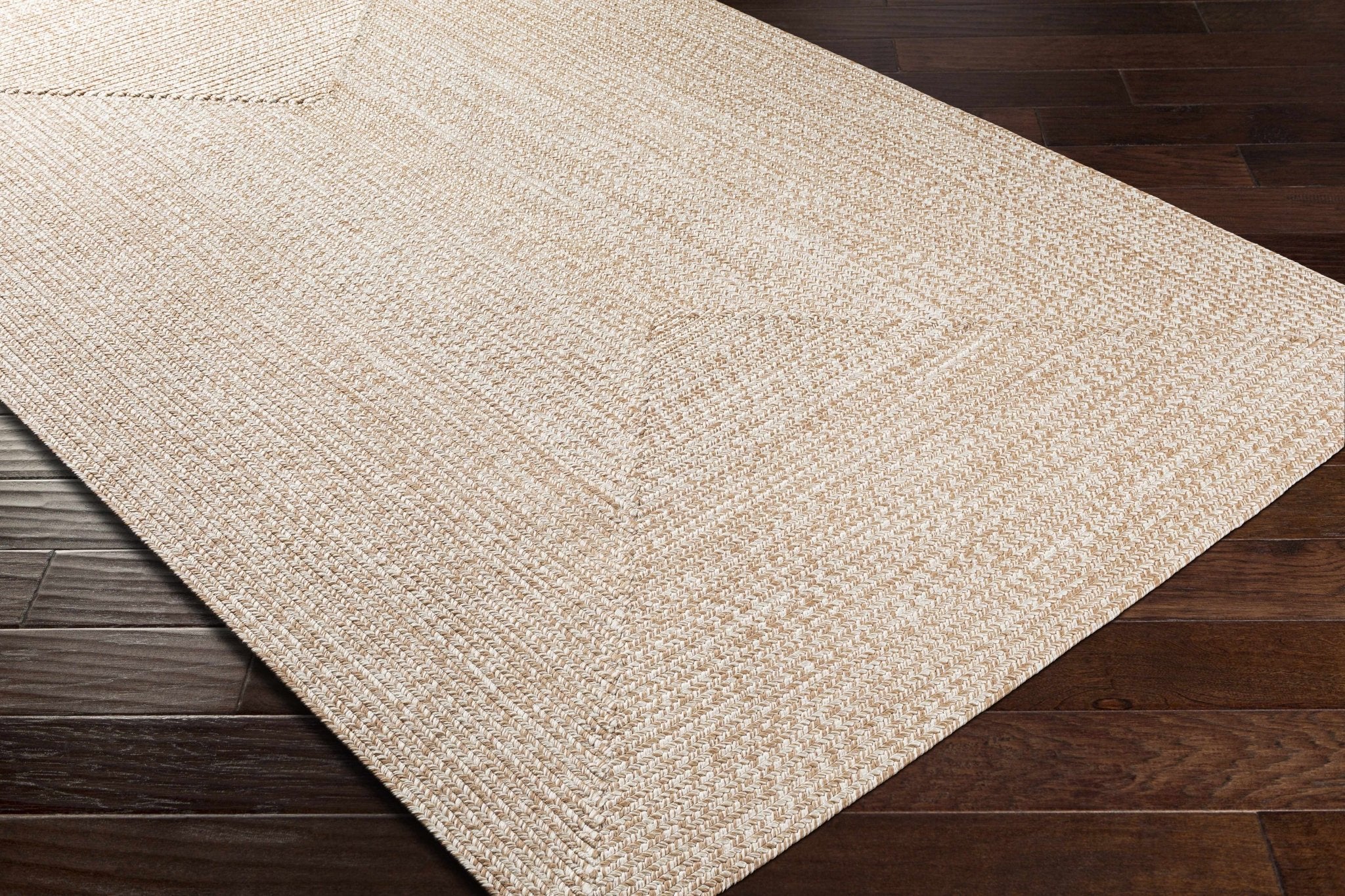 Ivory and Camel Chevron Design Jute Braided Outdoor safe area Rug - Image 9
