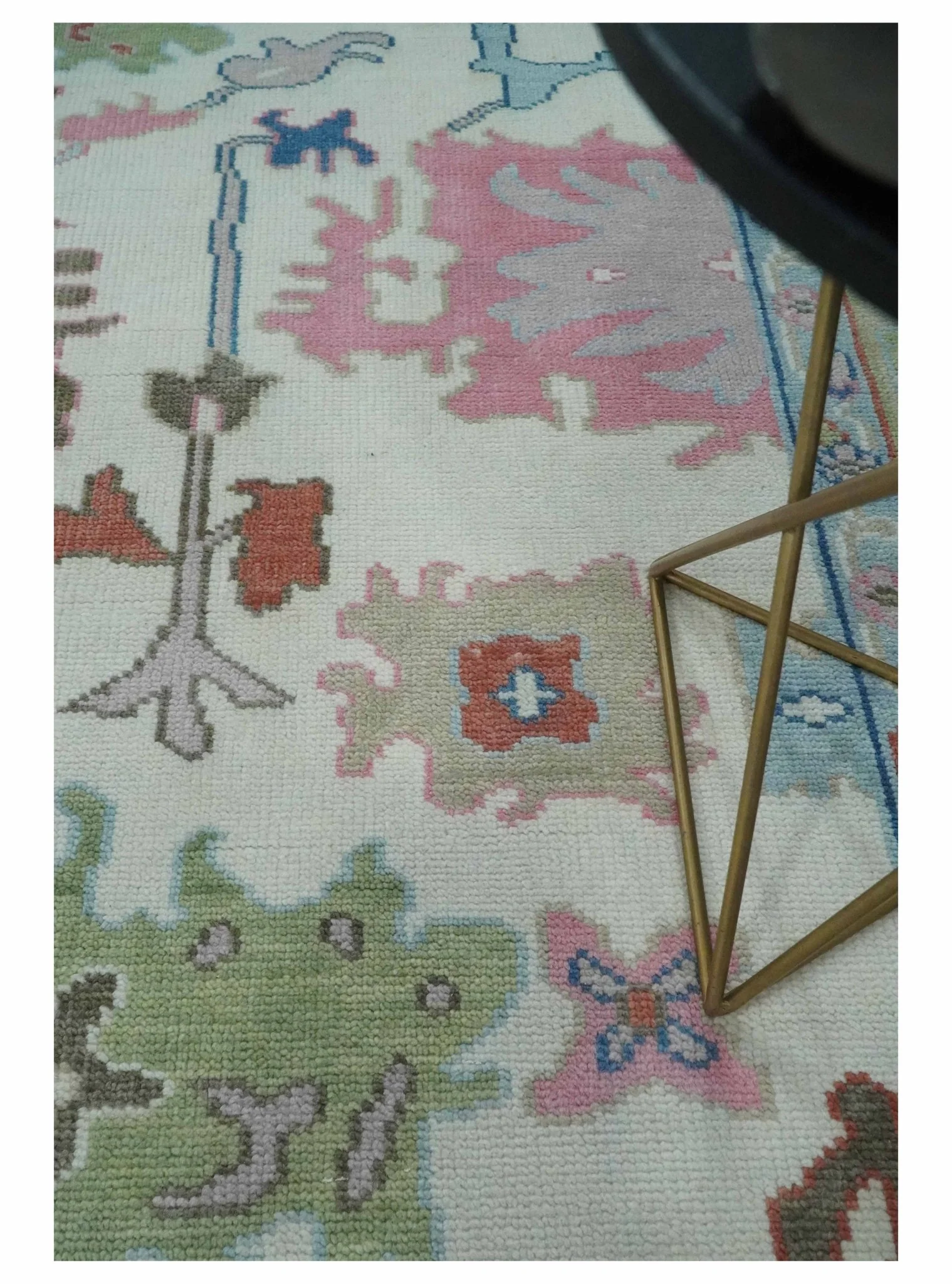 Ready to Ship 9x12 Ivory and Camel Hand Knotted Vibrant Colorful Traditional Oushak Wool Area Rug - Image 2