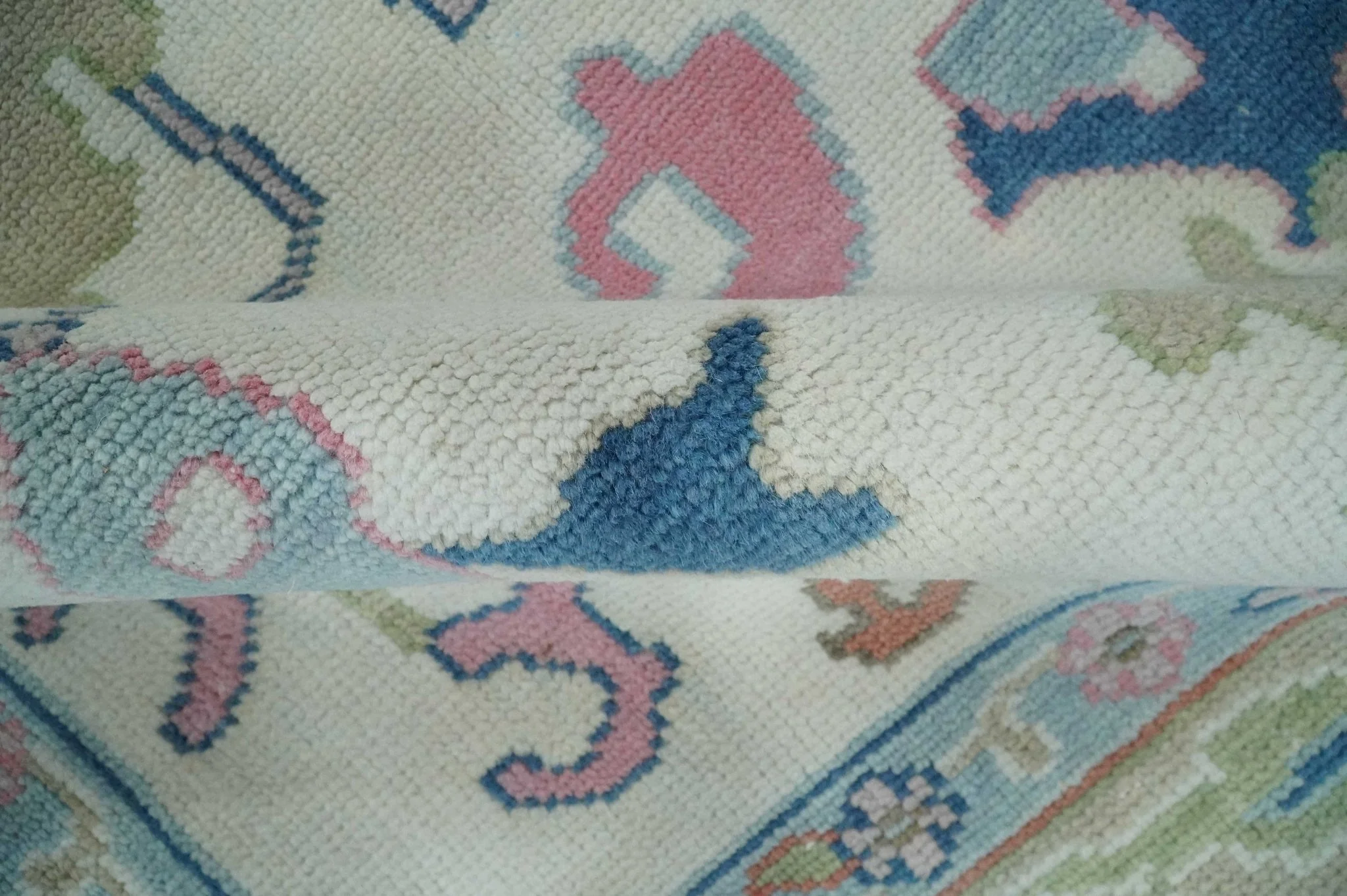 Ready to Ship 9x12 Ivory and Camel Hand Knotted Vibrant Colorful Traditional Oushak Wool Area Rug - Image 6