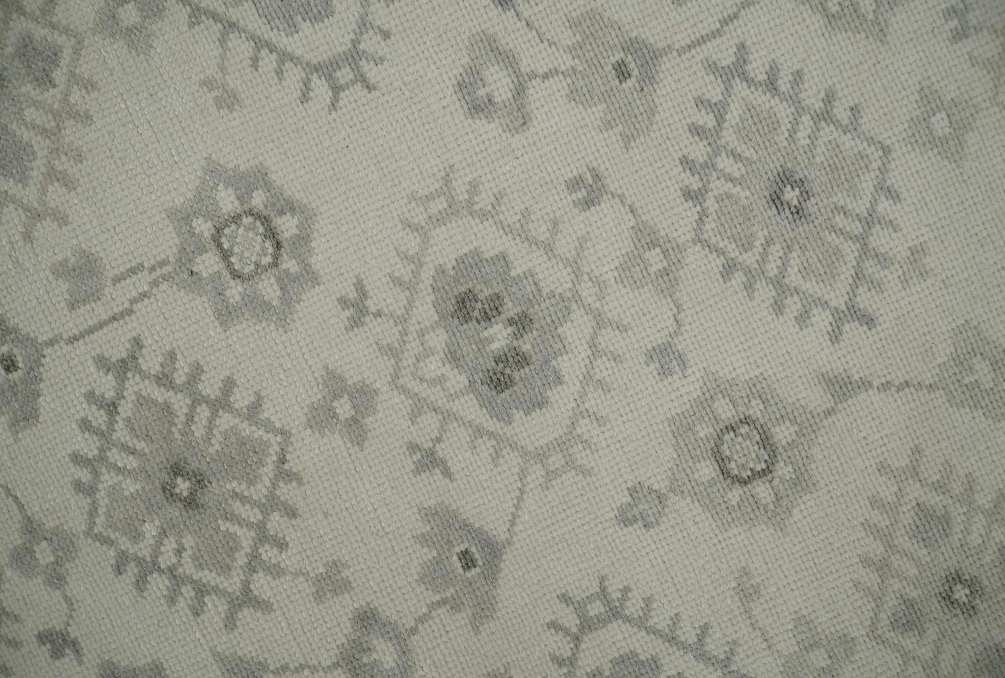 Custom Made Fine Hand Knotted Ivory and Charcoal Style Hand knotted Wool Area Rug - Image 4