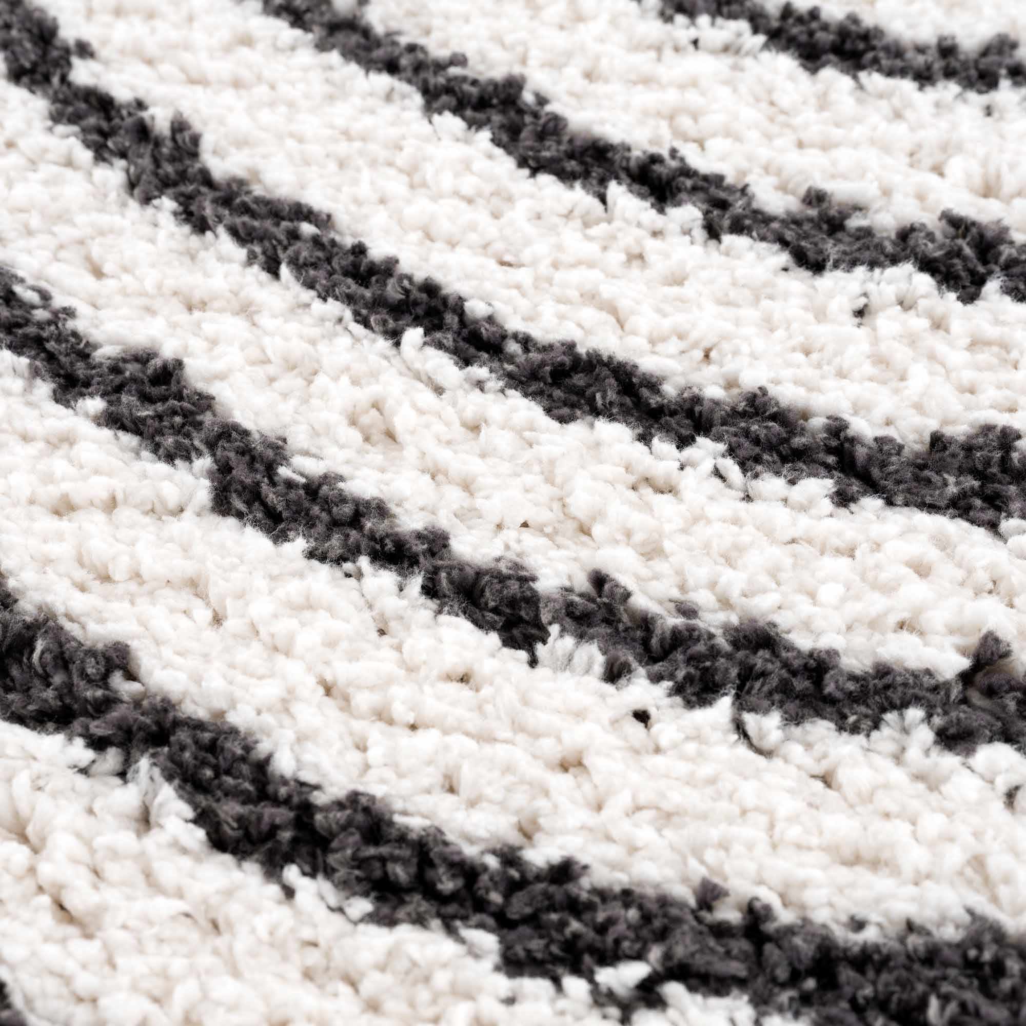 Ivory and Charcoal Geometrical Moroccan Design Plush Pile Area Rug - Image 13